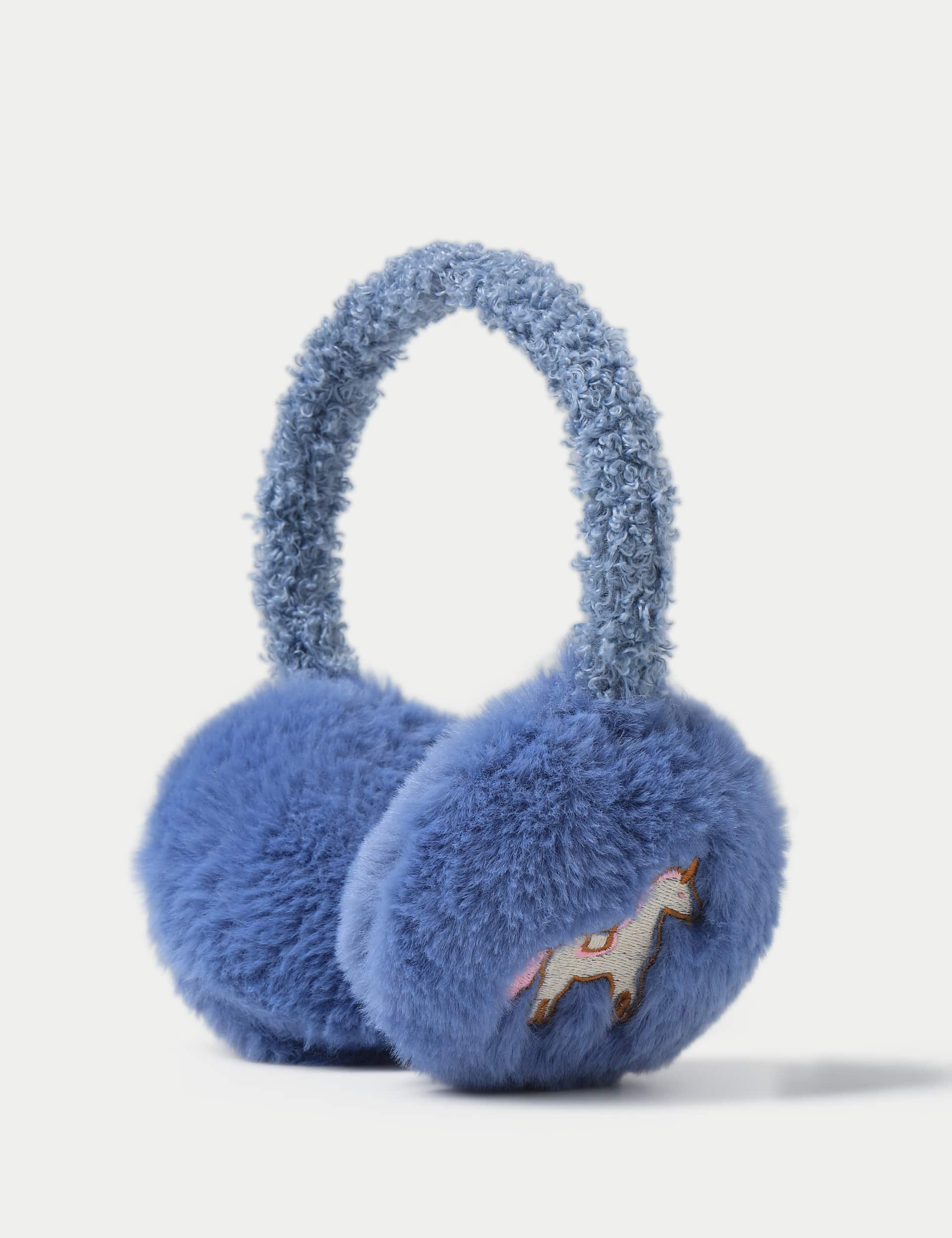 M&S Girls Unicorn Earmuffs - Blue, Blue