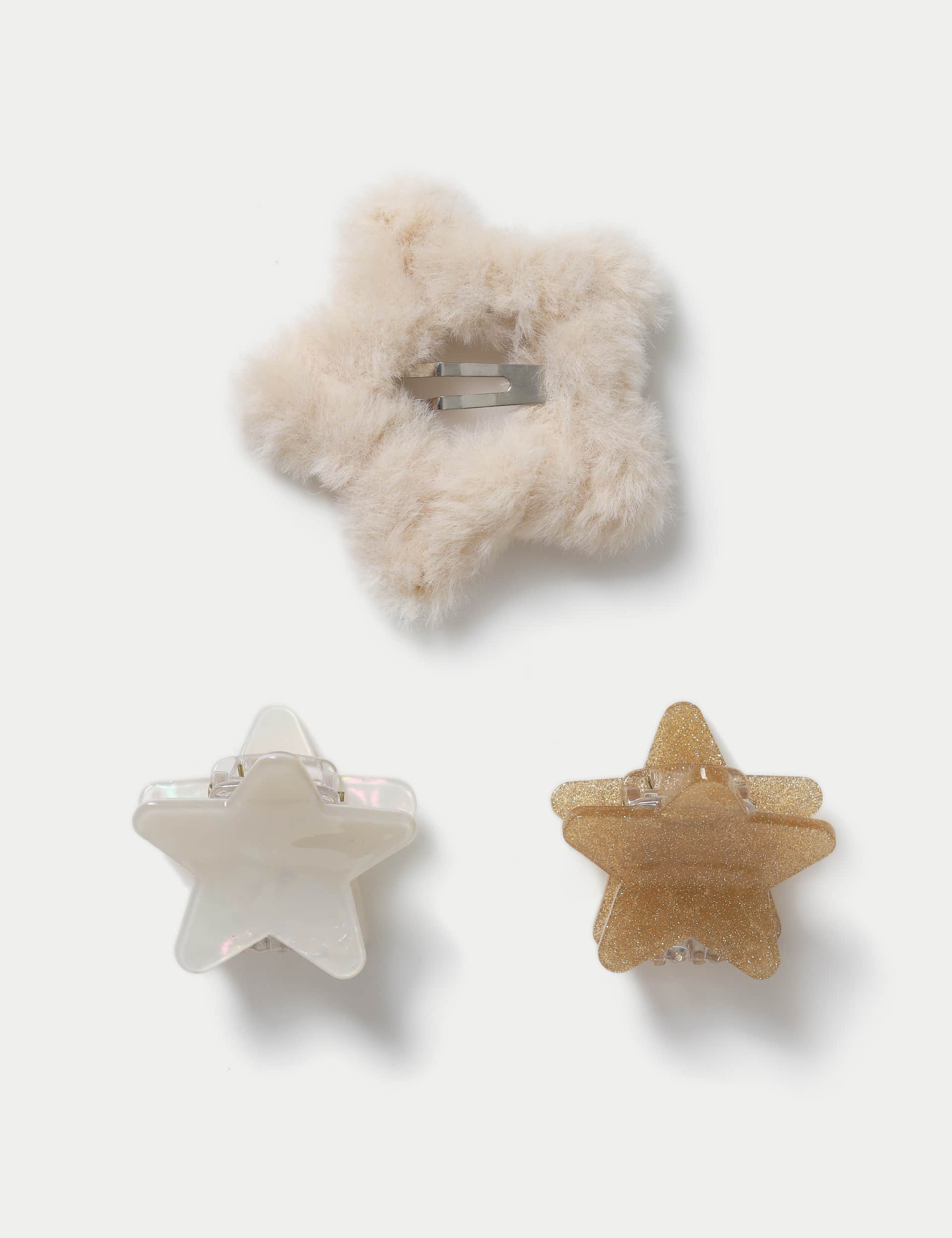 M&S Collection Kids Christmas Fluffy Clip and Star Claw Bundle - Multi, Multi