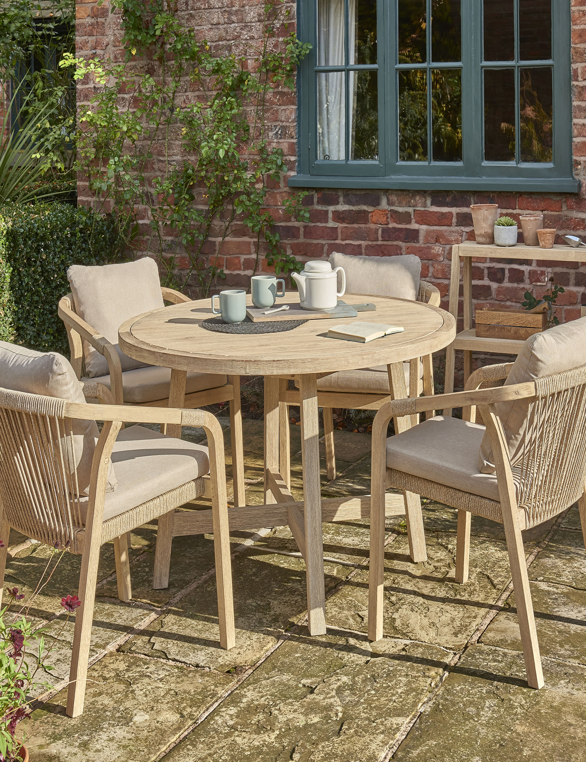 Kettler Cora 4 Seater Garden Dining Table & Chairs - Natural, Natural