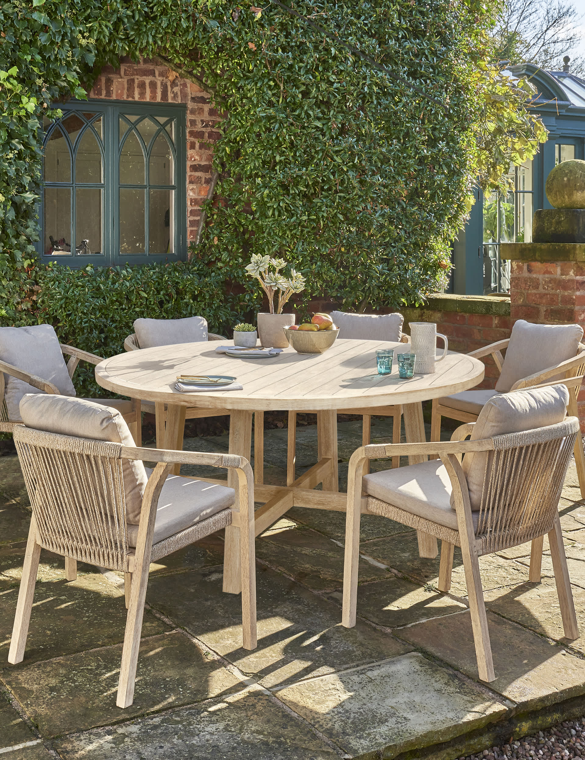 Kettler Cora 6 Seater Garden Dining Table & Chairs - Natural, Natural