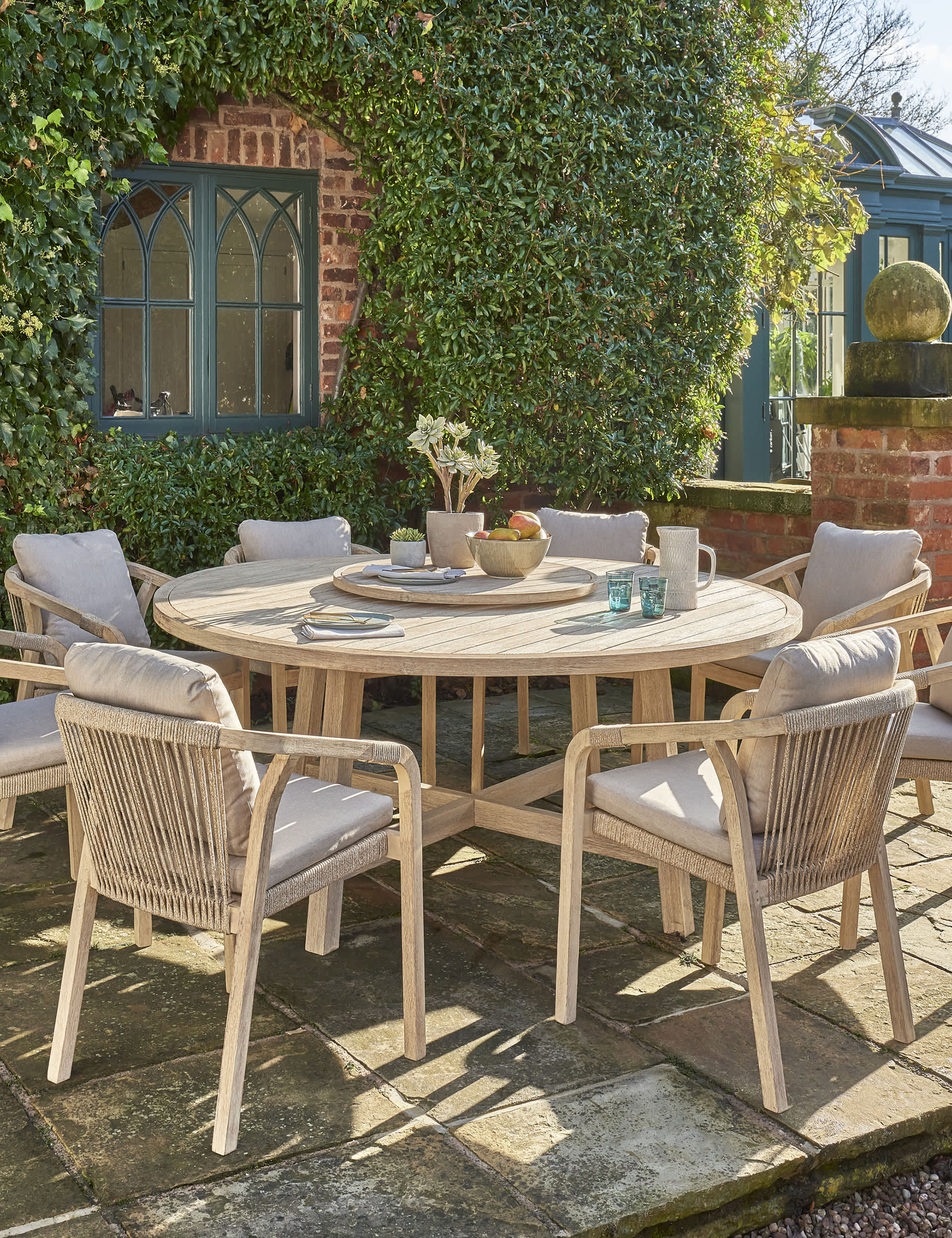 Kettler Cora 8 Seater Garden Dining Table & Chairs - Natural, Natural