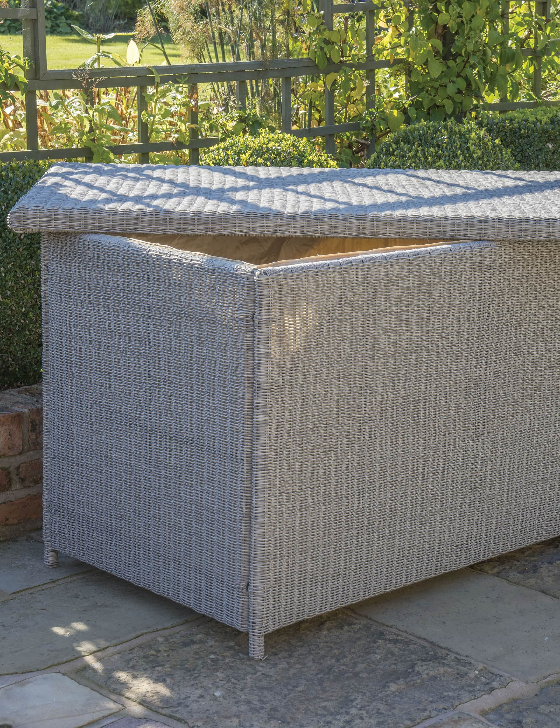 Kettler Rattan Garden Storage Box - White Mix, White Mix