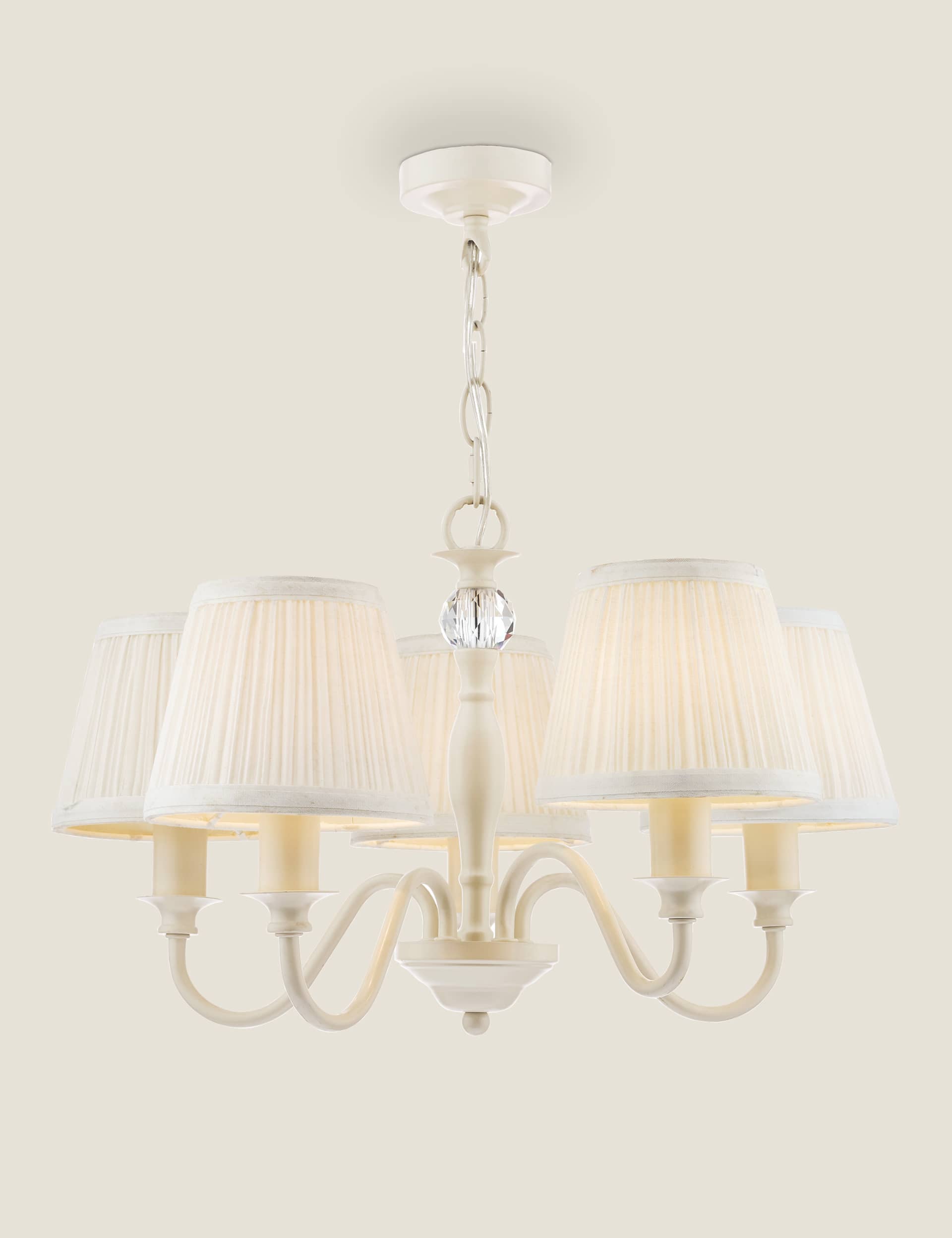 Laura Ashley Ellis Five Arm Pendant Light - Cream, Cream