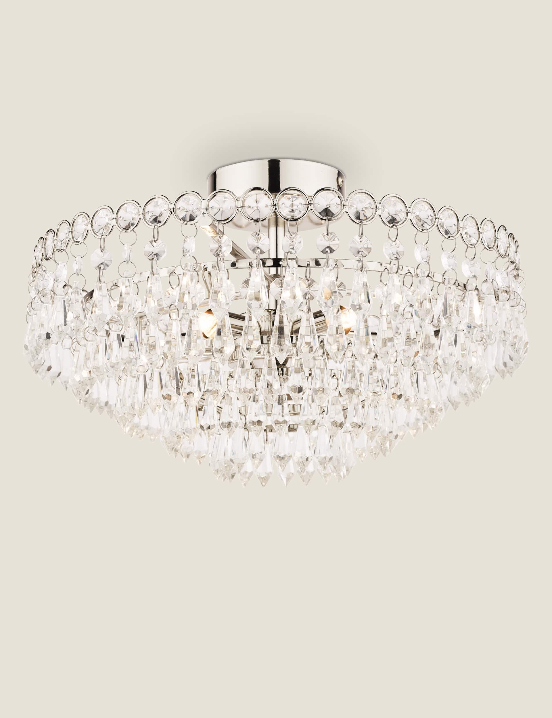 Laura Ashley Enid Glass Chandelier - Silver, Silver