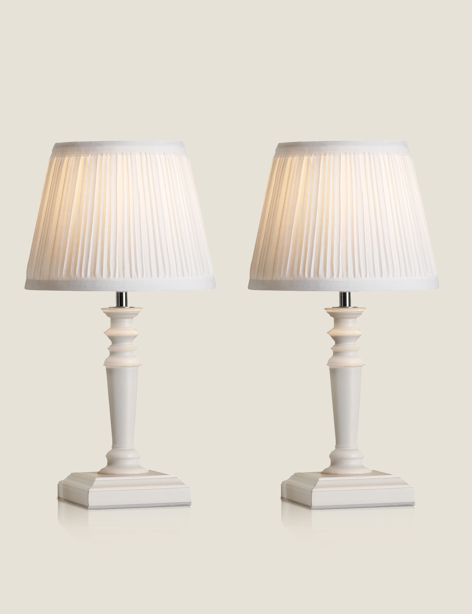 Laura Ashley Set of 2 Tate Wooden Table Lamps - White, White