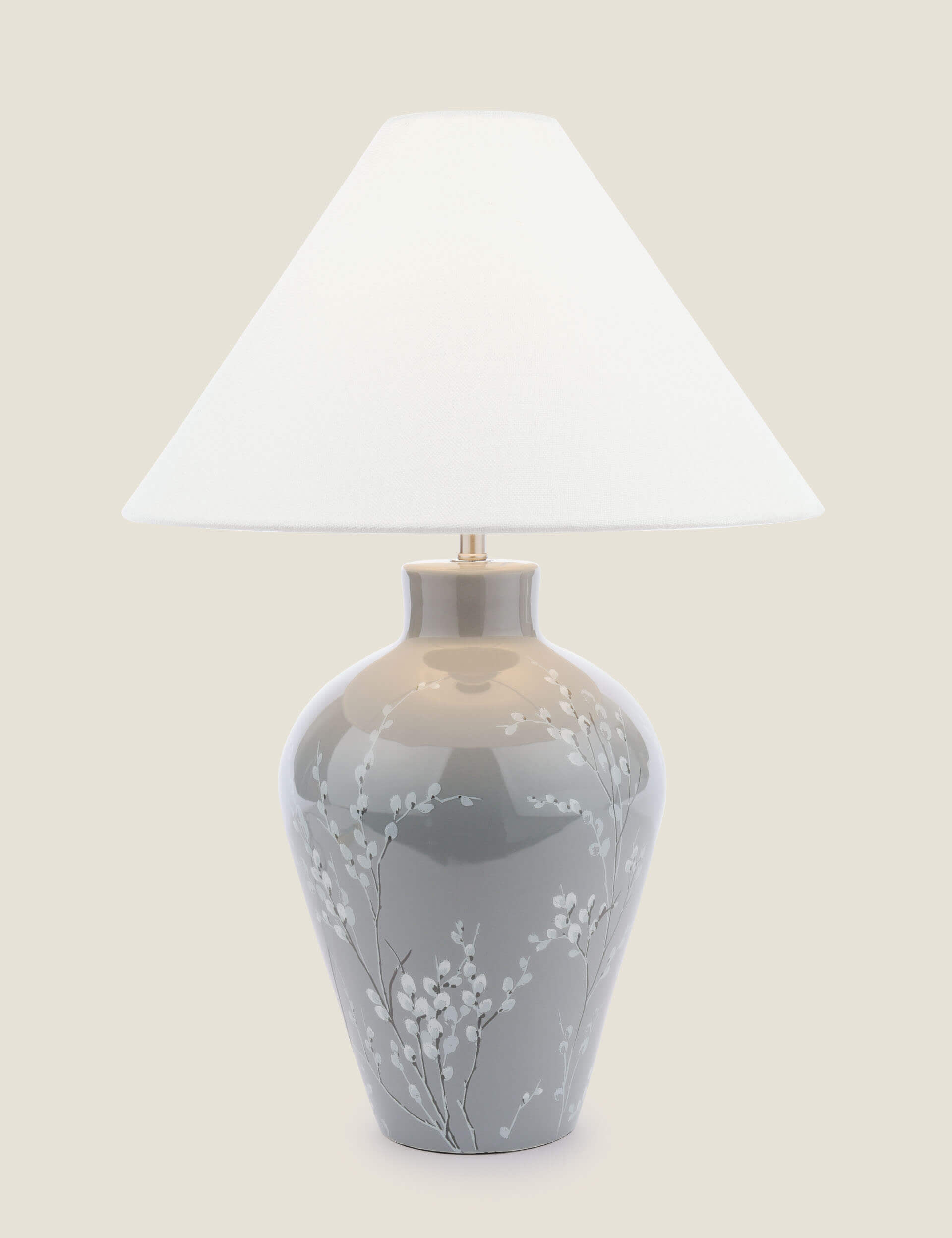 Laura Ashley Pussywillow Ceramic Table Lamp - Grey, Grey