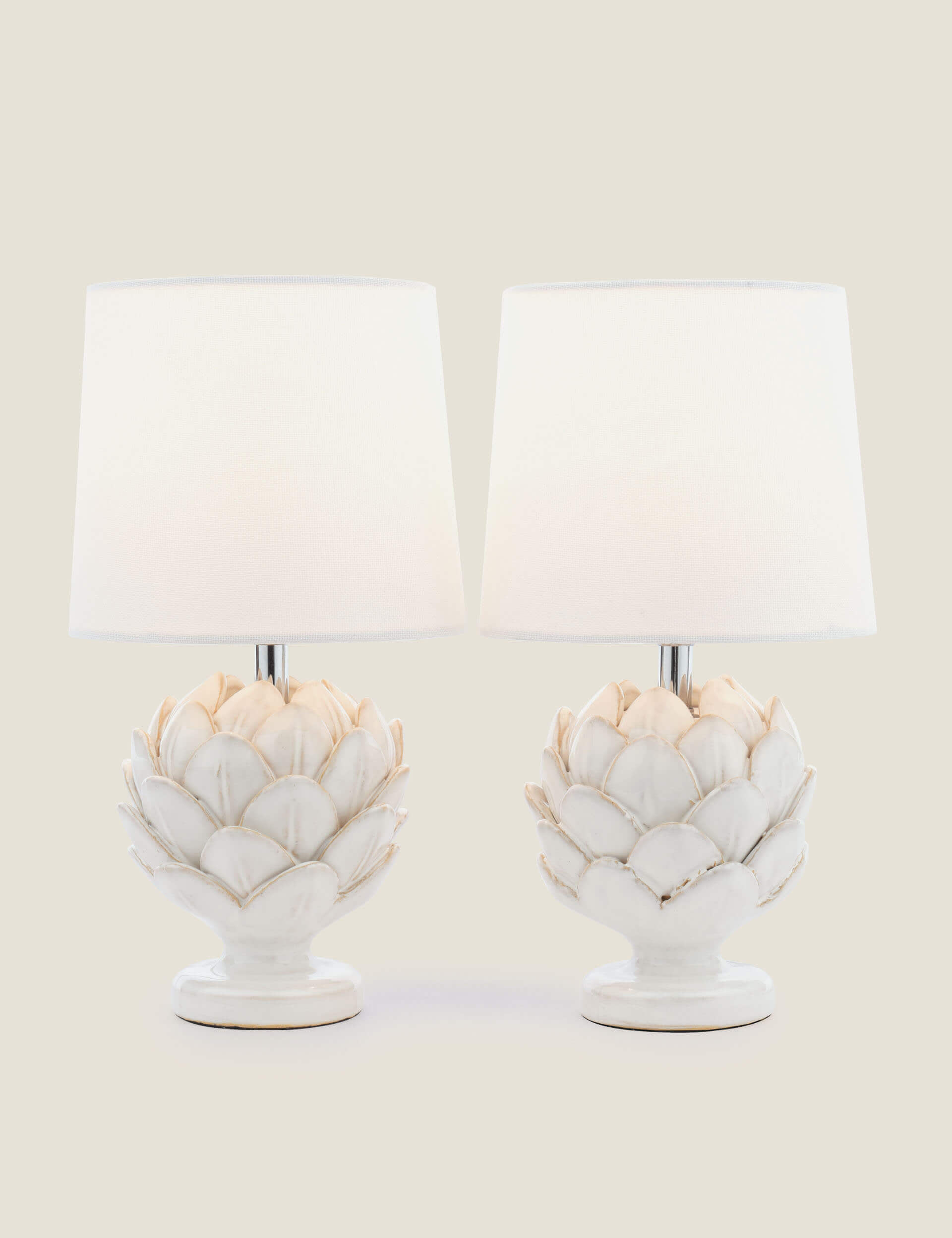 Laura Ashley Set of 2 Artichoke Table Lamps - Champagne, Champagne