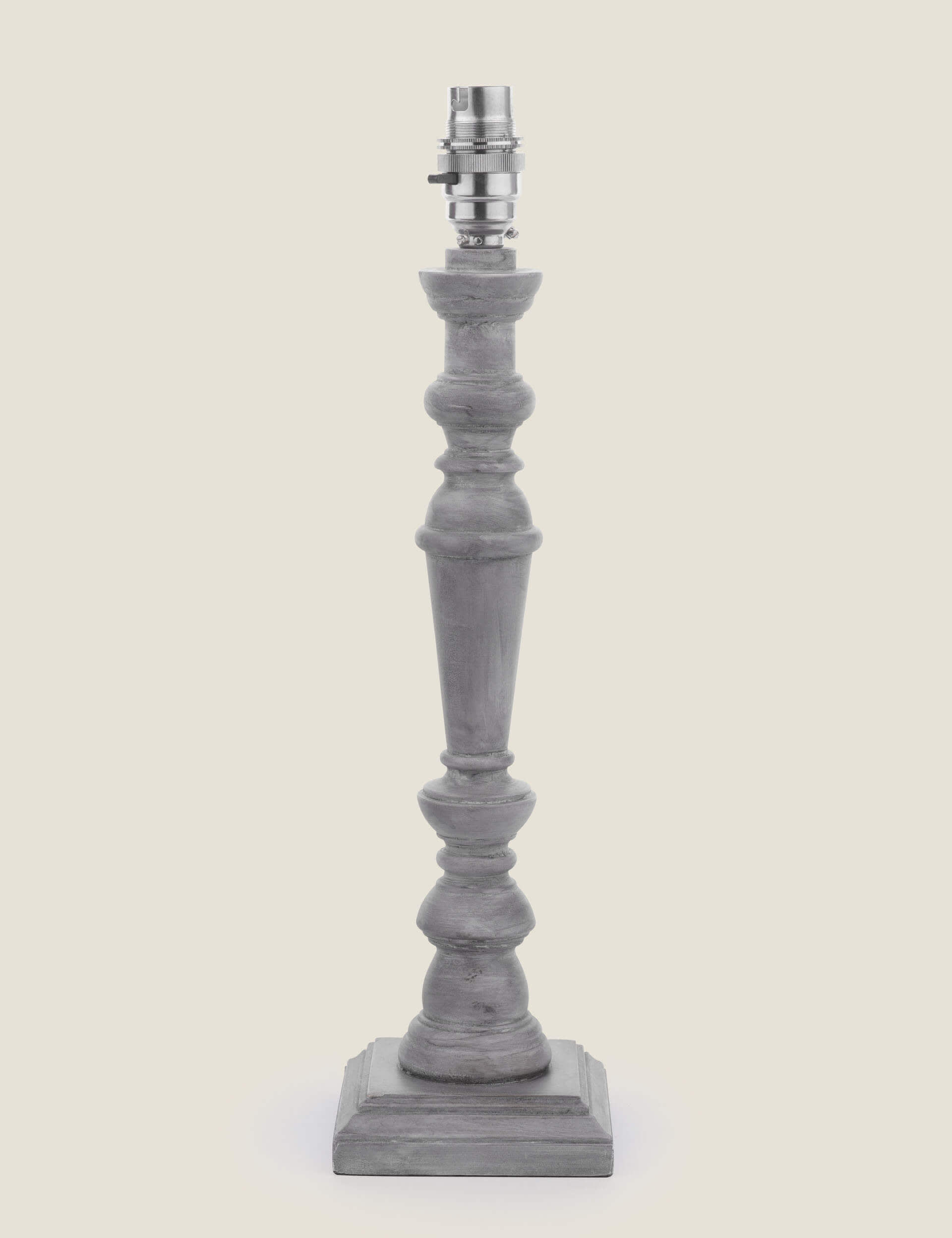 Laura Ashley Tate Wooden Table Lamp Base - Grey, Grey