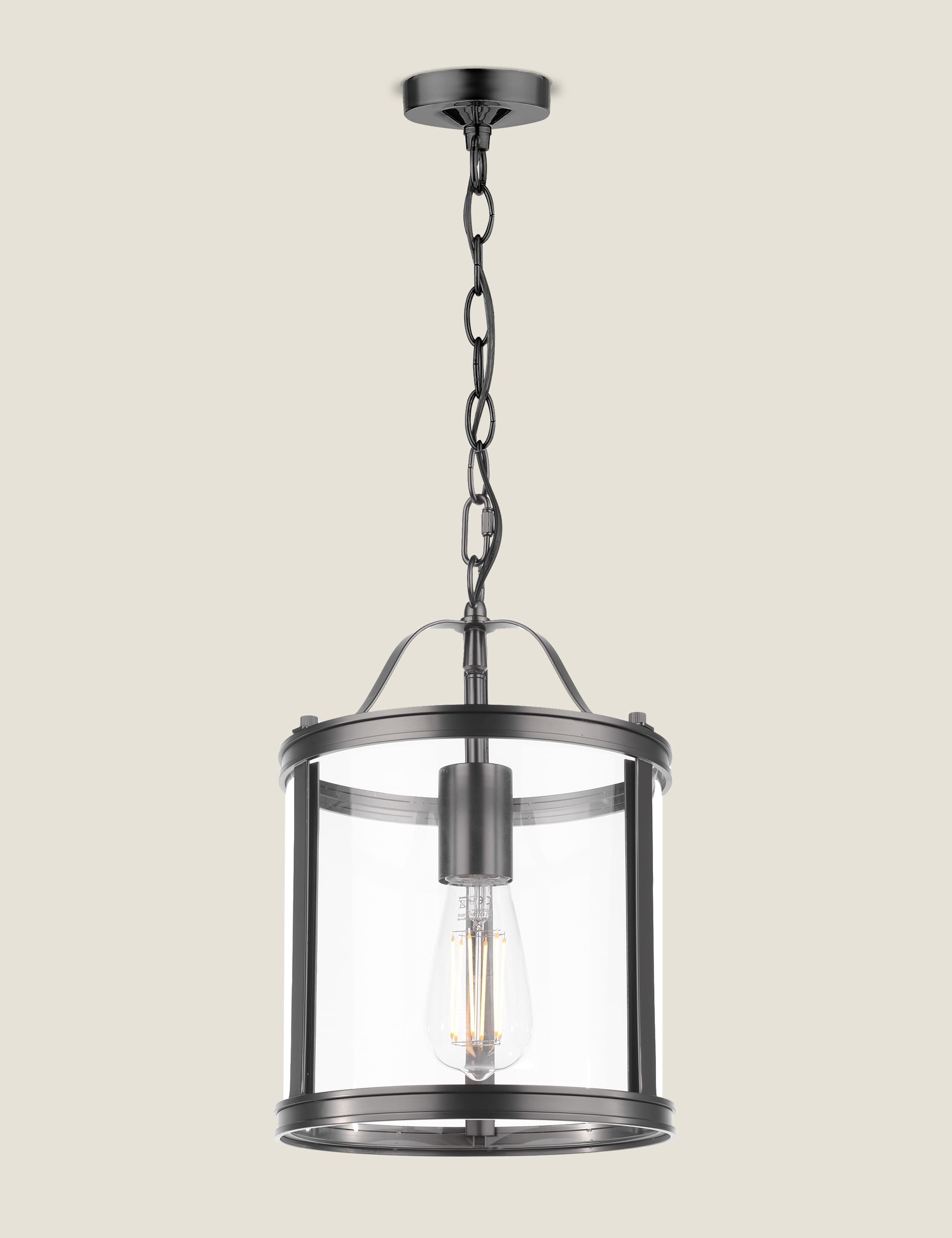 Laura Ashley Harrington Metal Pendant Light - Black, Black