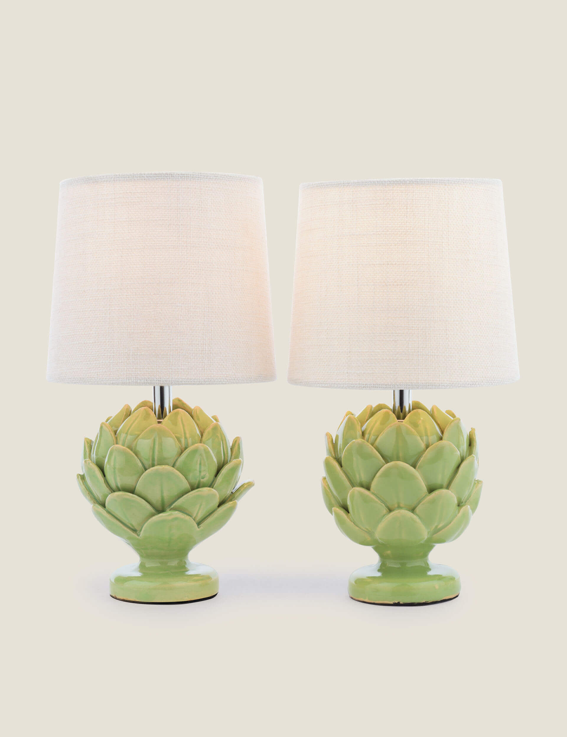 Laura Ashley Set of 2 Artichoke Ceramic Table Lamps - Green, Green