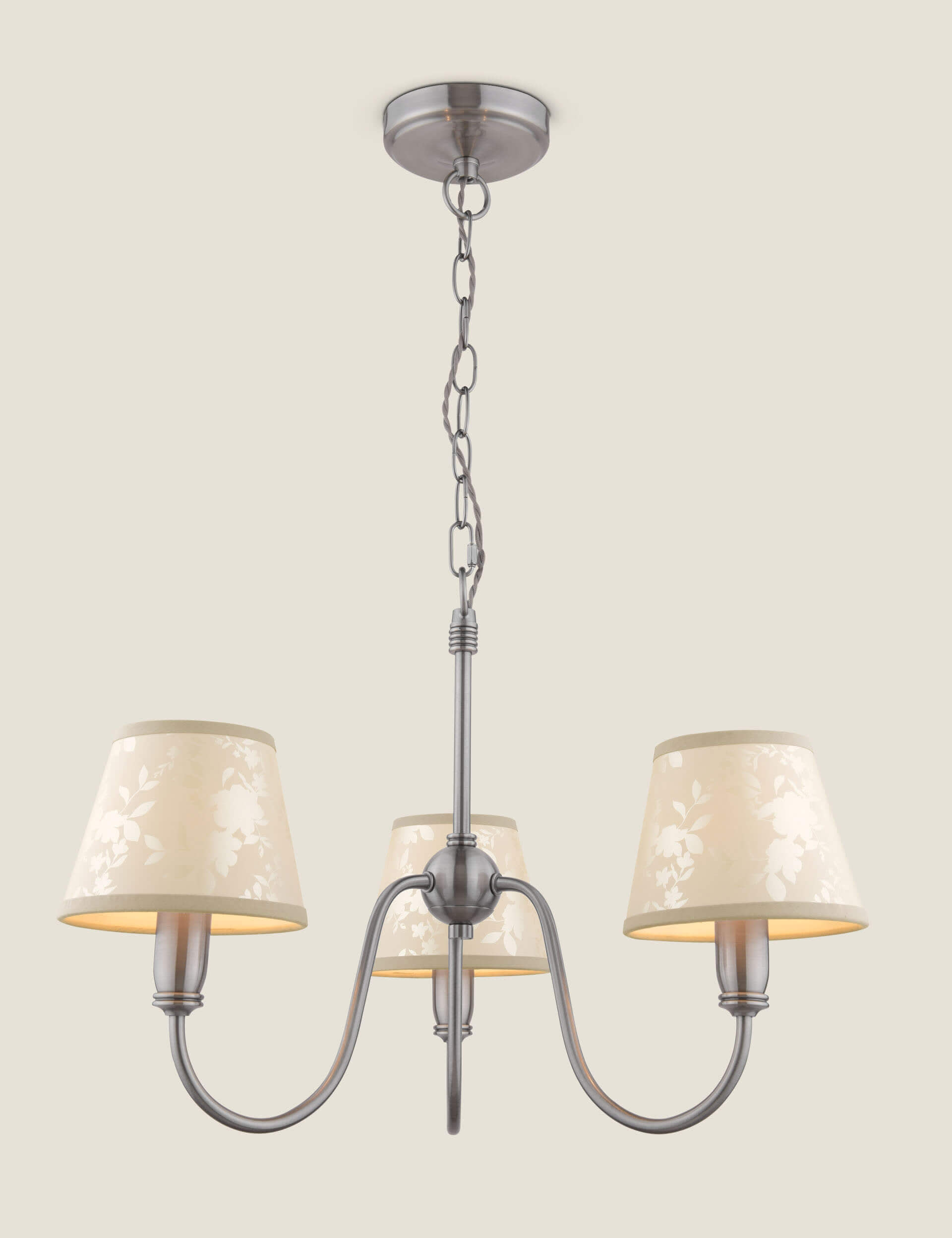 Laura Ashley Westbourne 3 Light Pendant Light - Silver Grey, Silver Grey