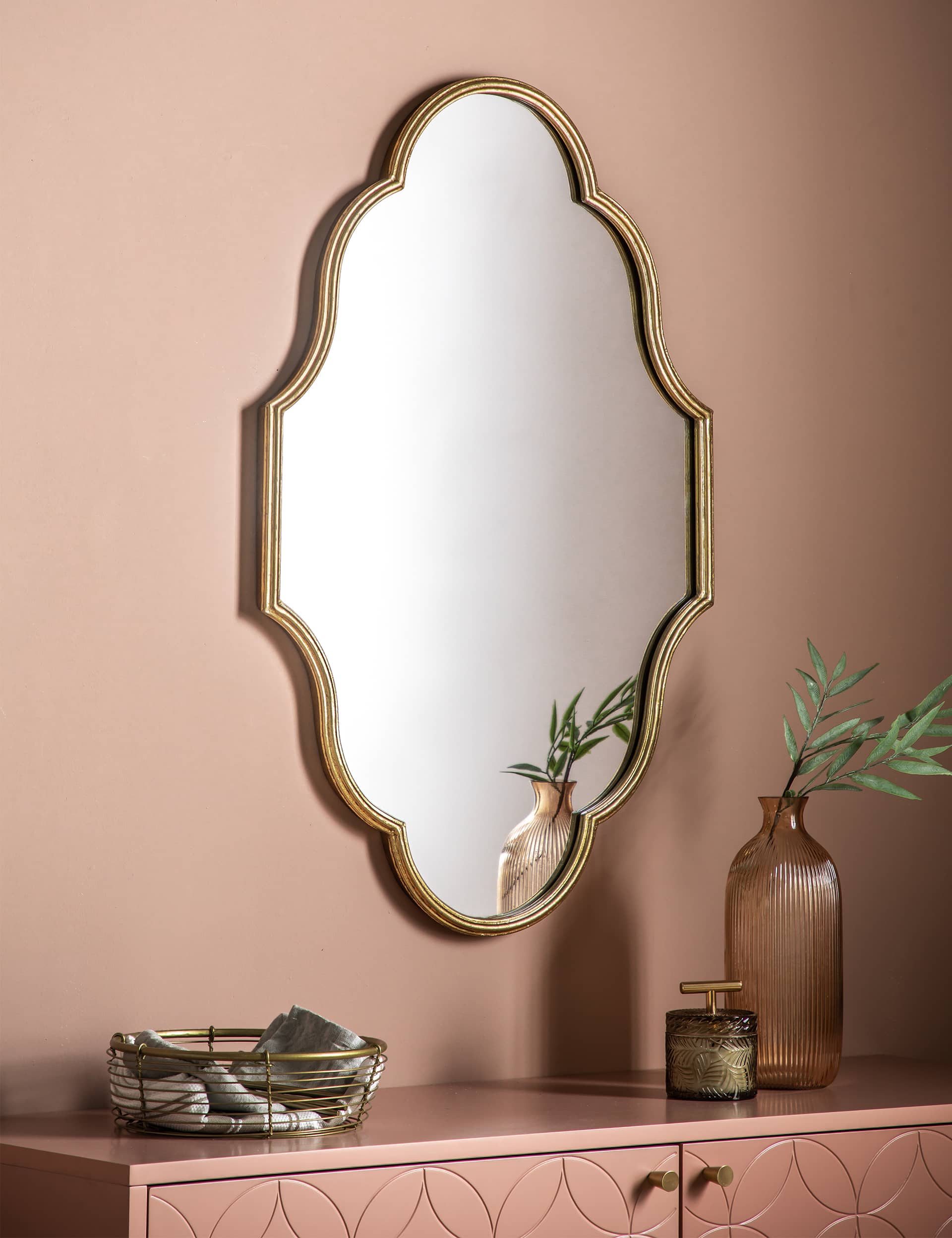 Gallery Direct Castello Large Curved Wall Mirror - Gold, Gold