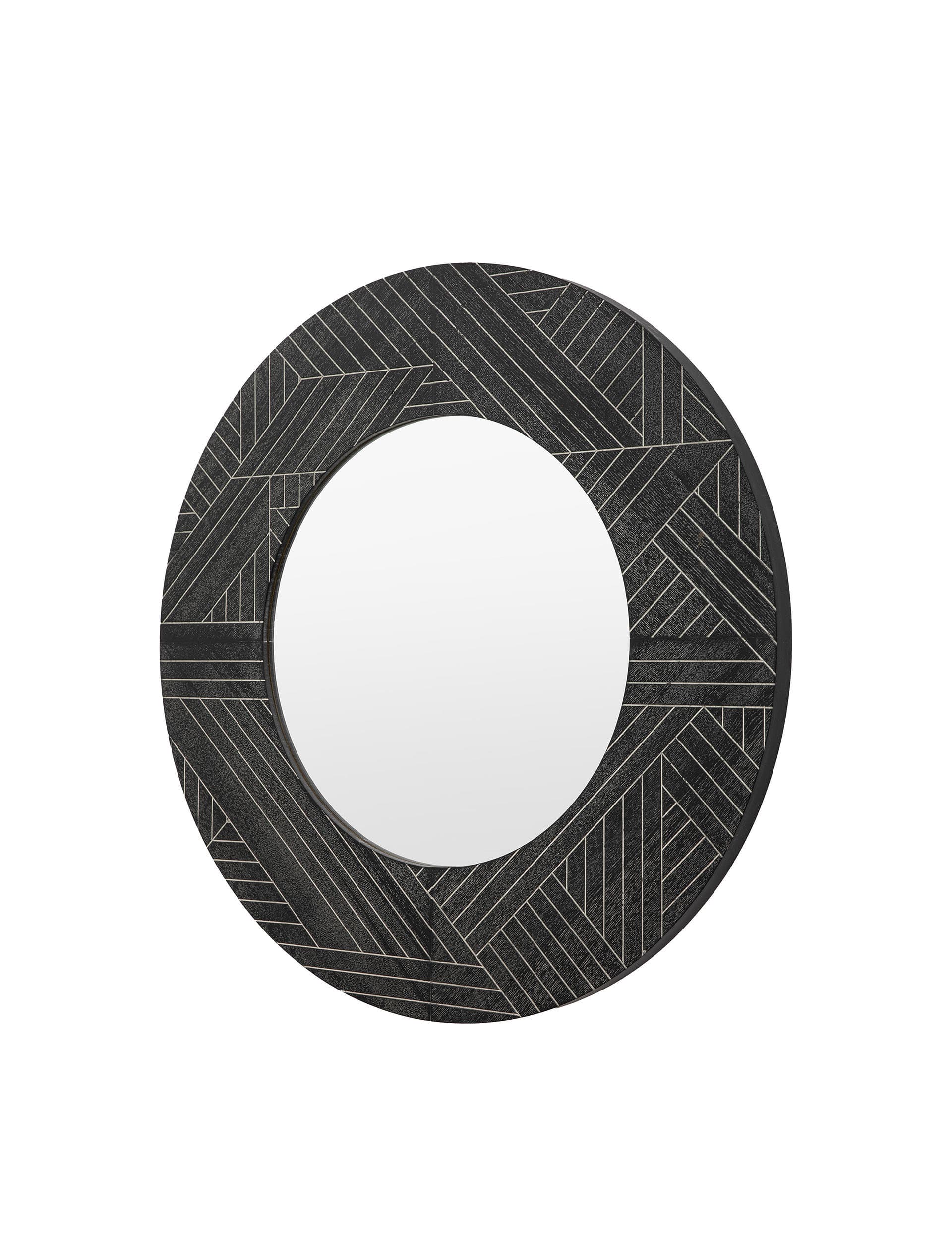 Gallery Direct Kakuda Large Round Wall Mirror - Black, Black