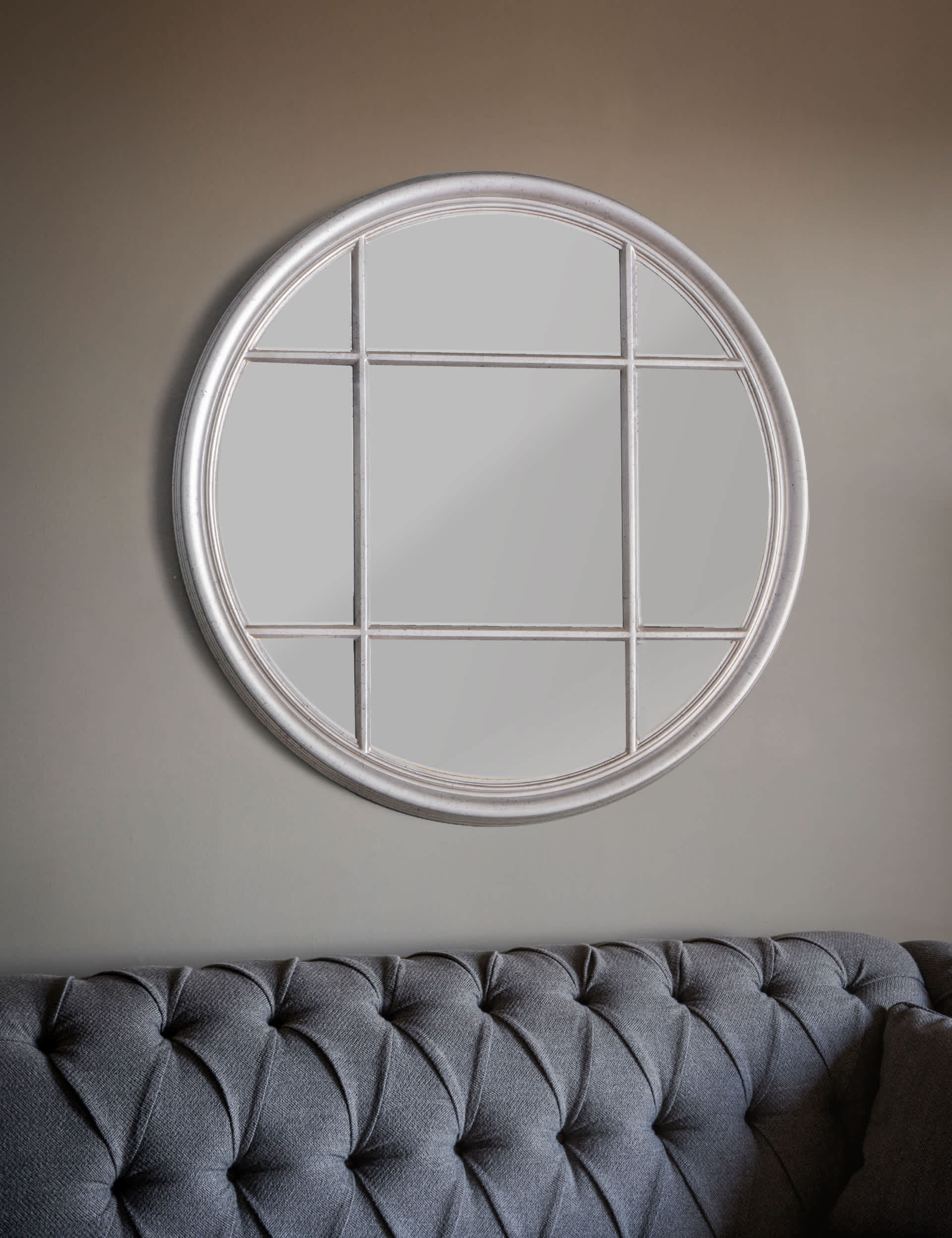 Gallery Direct Eccleston Extra Large Round Wall Mirror - Silver, Silver