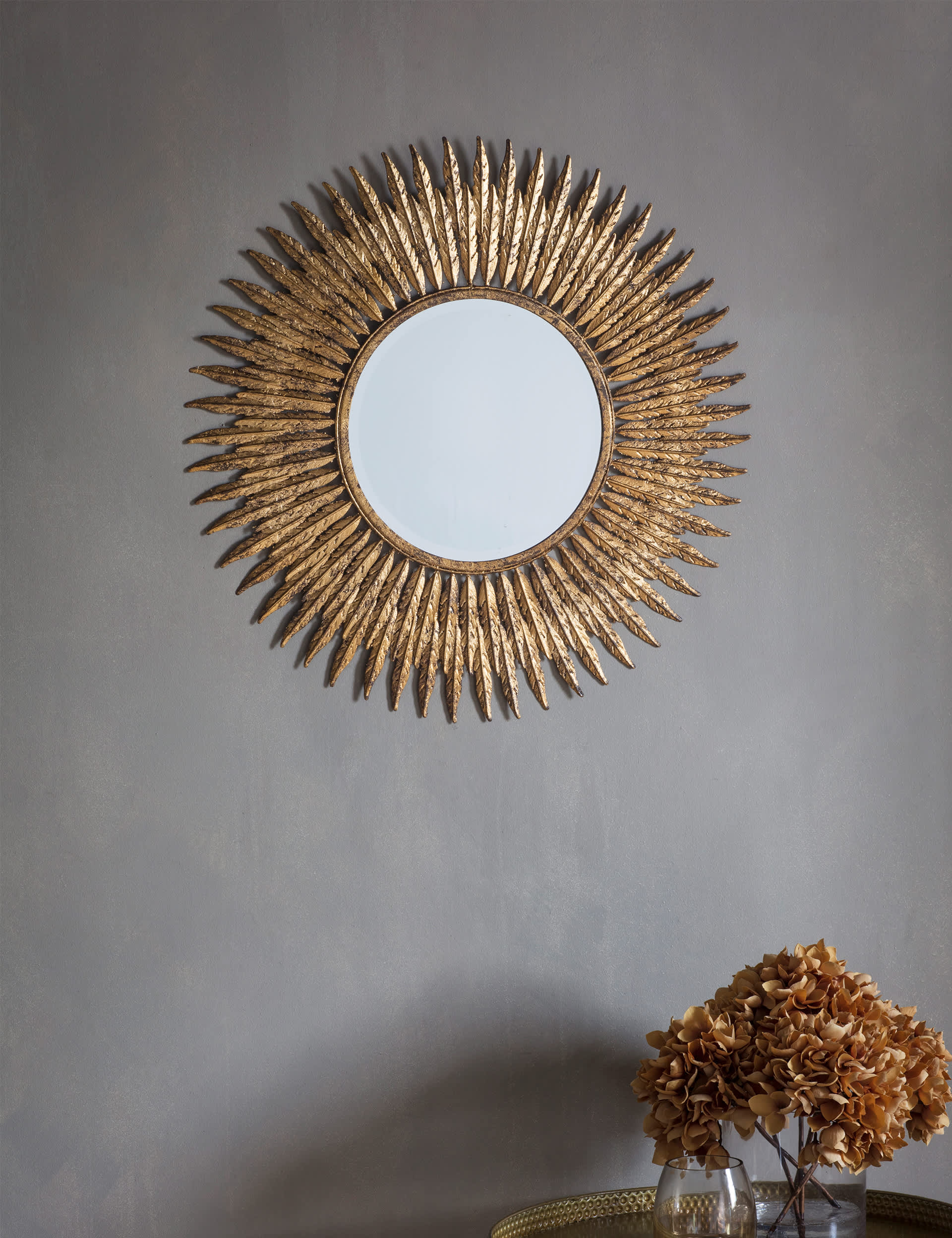 Gallery Home Quill Small Round Wall Mirror - Gold, Gold