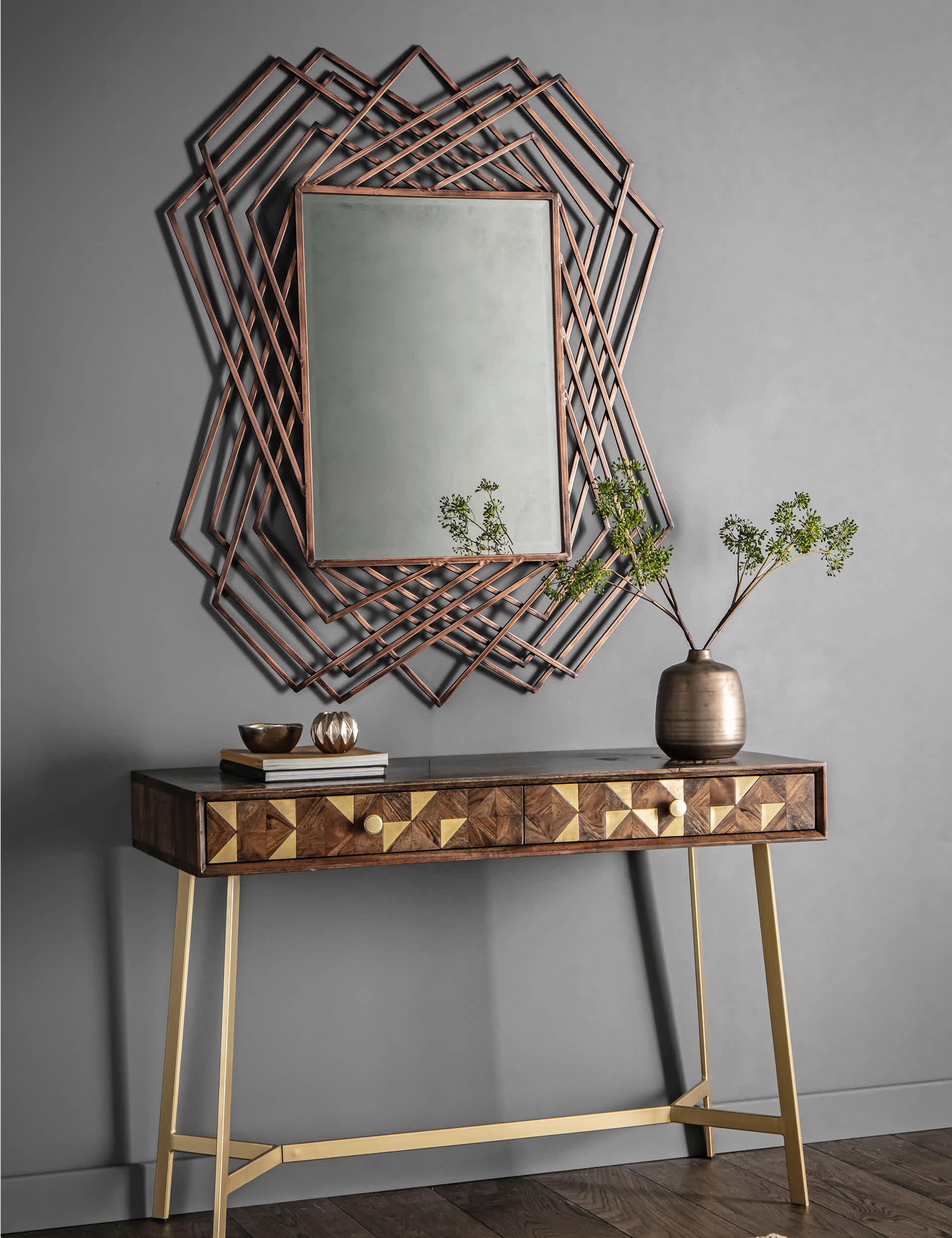 Gallery Home Specter Extra Large Rectangular Wall Mirror - Copper, Copper