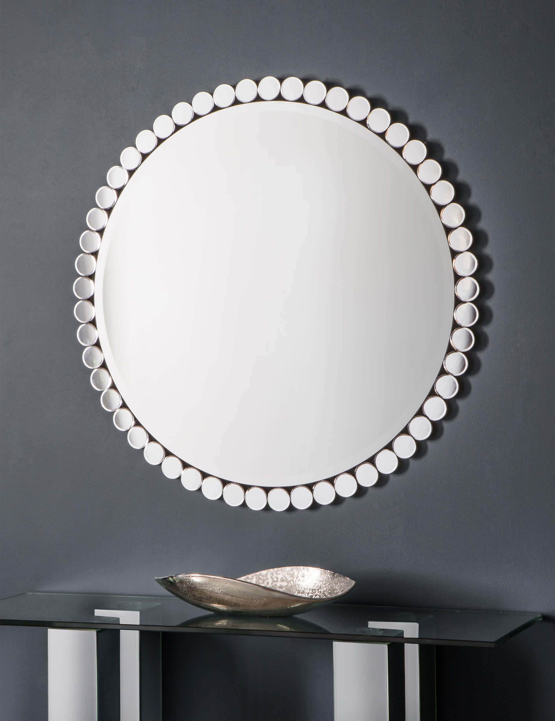 Gallery Home Linz Large Round Wall Mirror - Silver, Silver