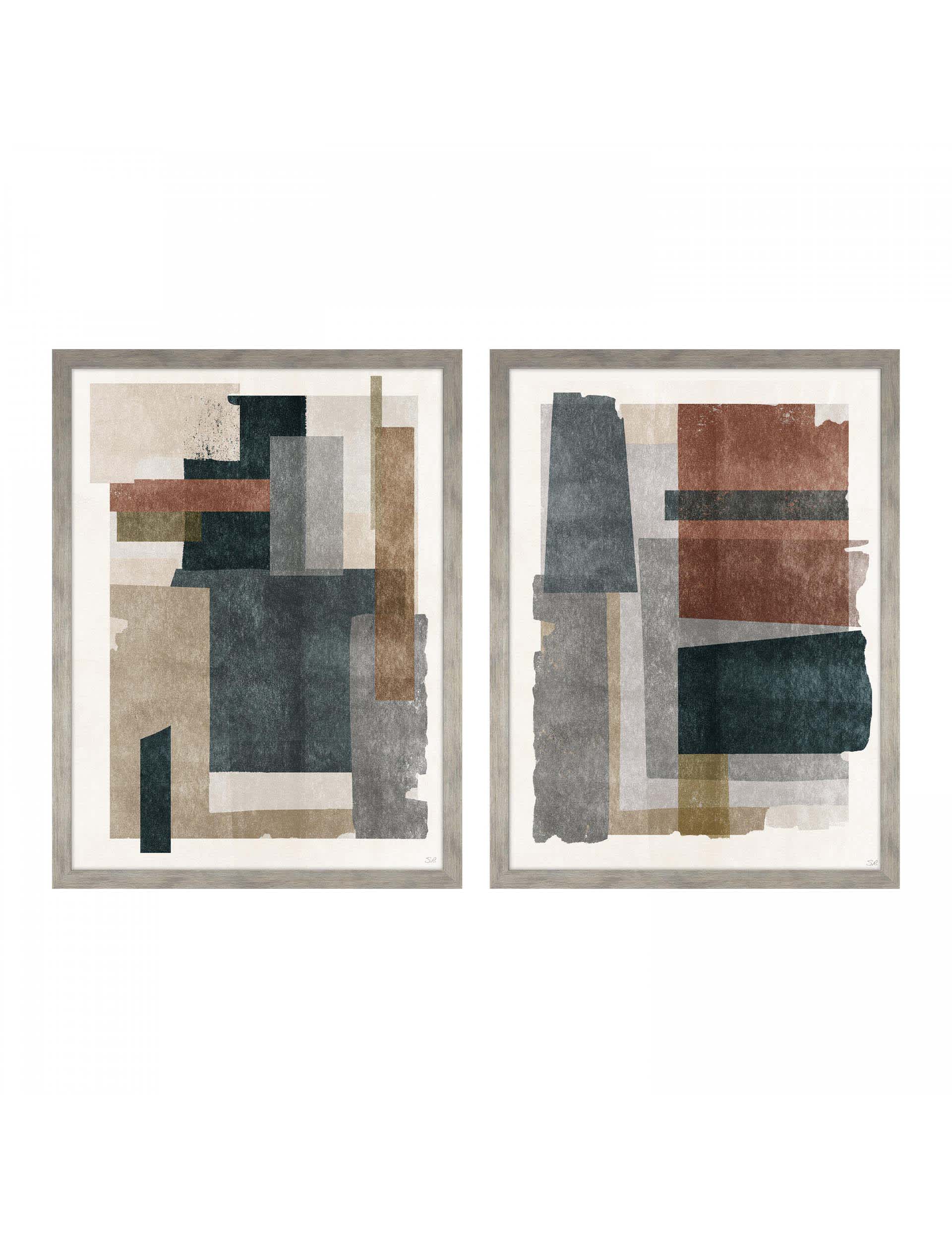 Gallery Direct Set of 2 Skimming Shapes Abstract Framed Art - Multi, Multi