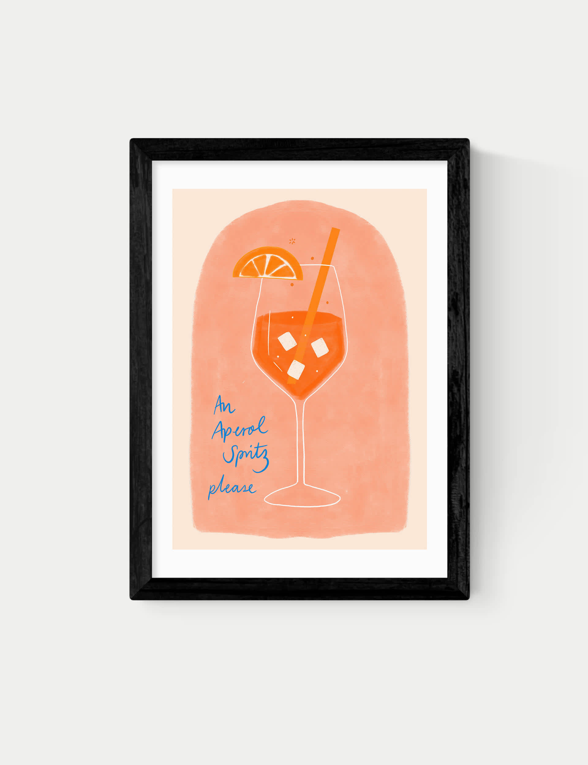 East End Prints Aperol Framed Art - A1 - Black, Black,Natural,White