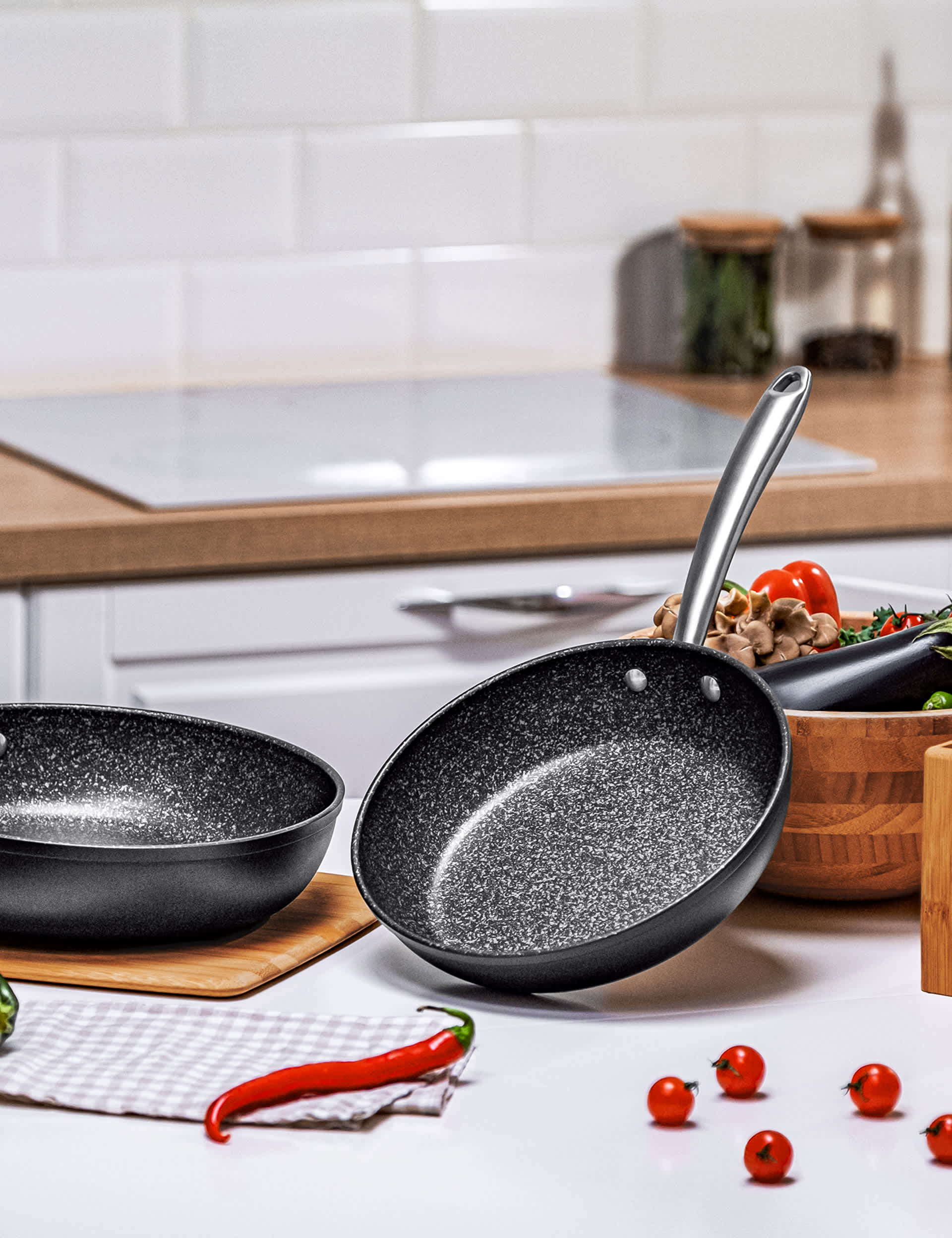 Prestige Aluminium 25cm Frying Pan - Grey Marl, Grey Marl