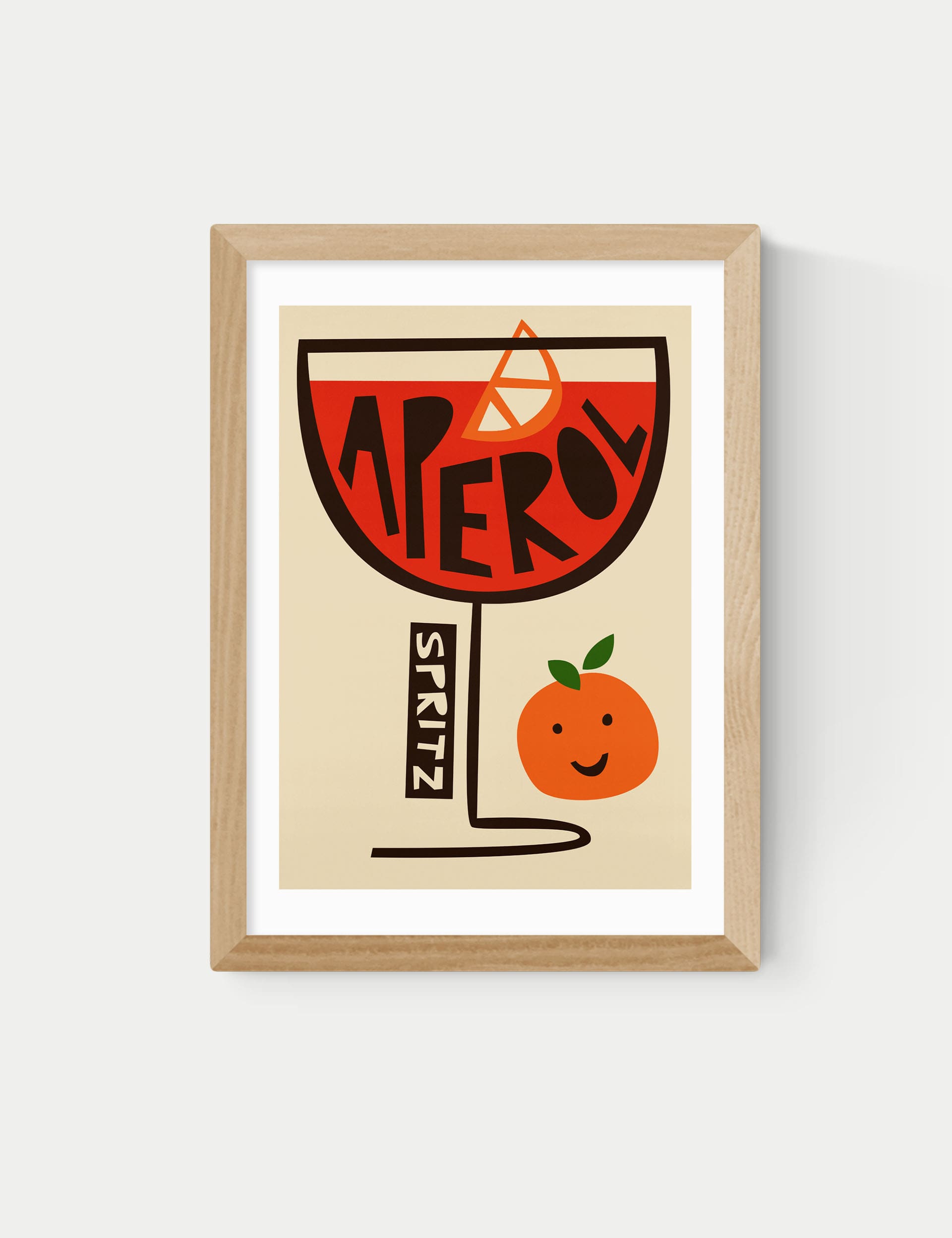 East End Prints Aperol Spritz Framed Art - A2 - Natural, Natural,Black,White