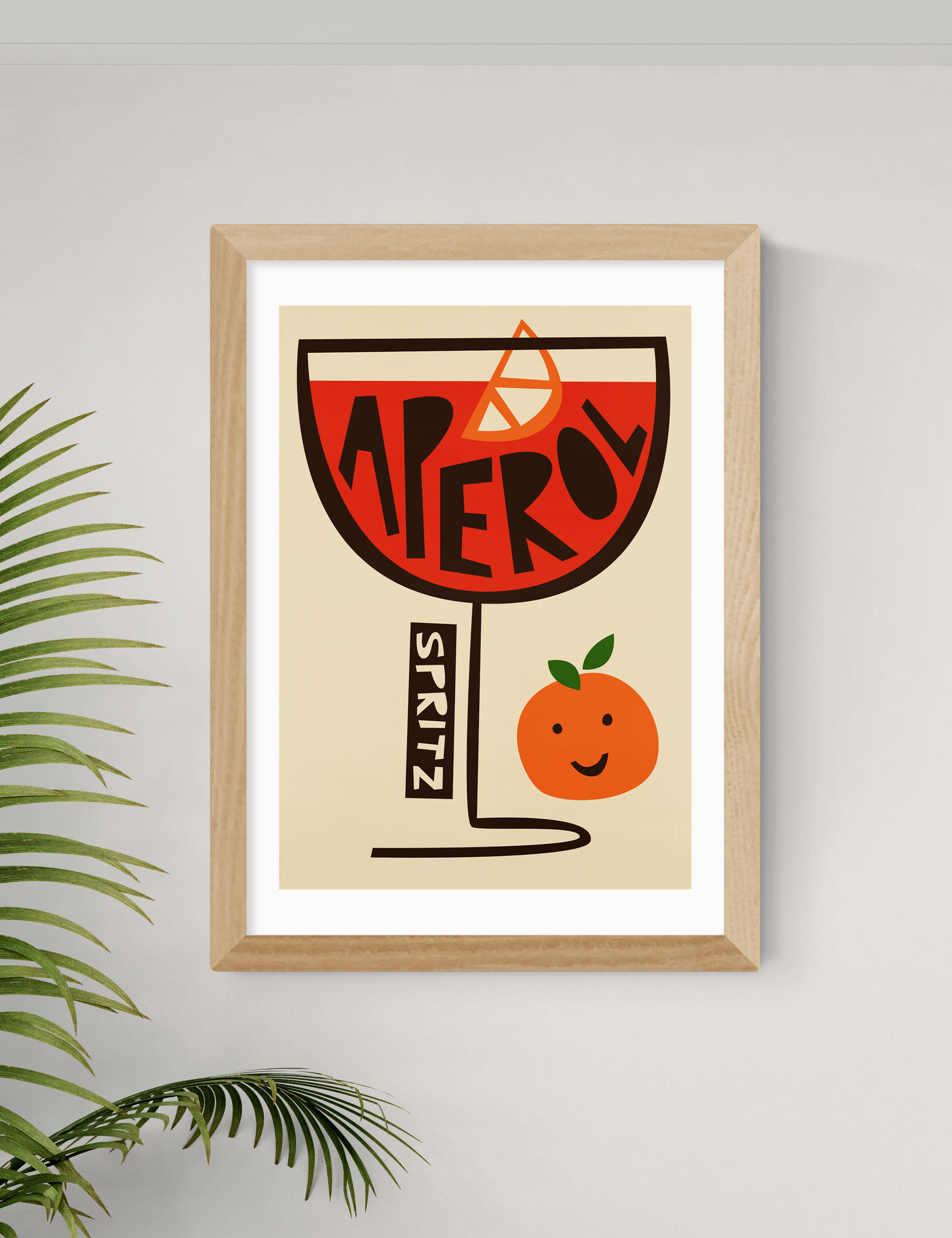 East End Prints Aperol Spritz Framed Art - A2 - Natural, Natural,Black,White