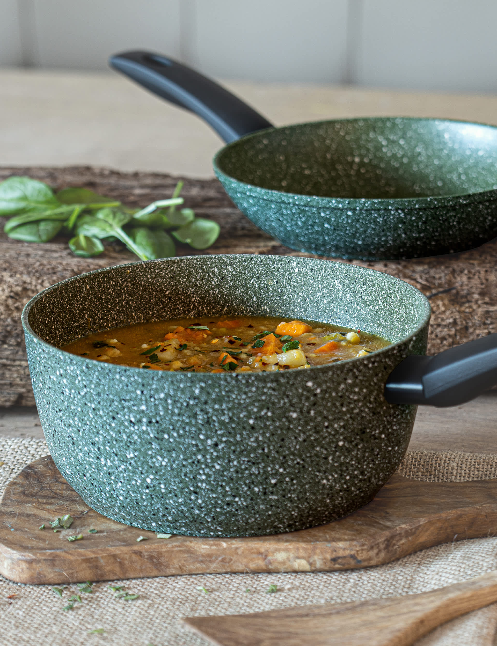 Prestige 5 Piece Aluminium Pan Set - Dark Green, Dark Green