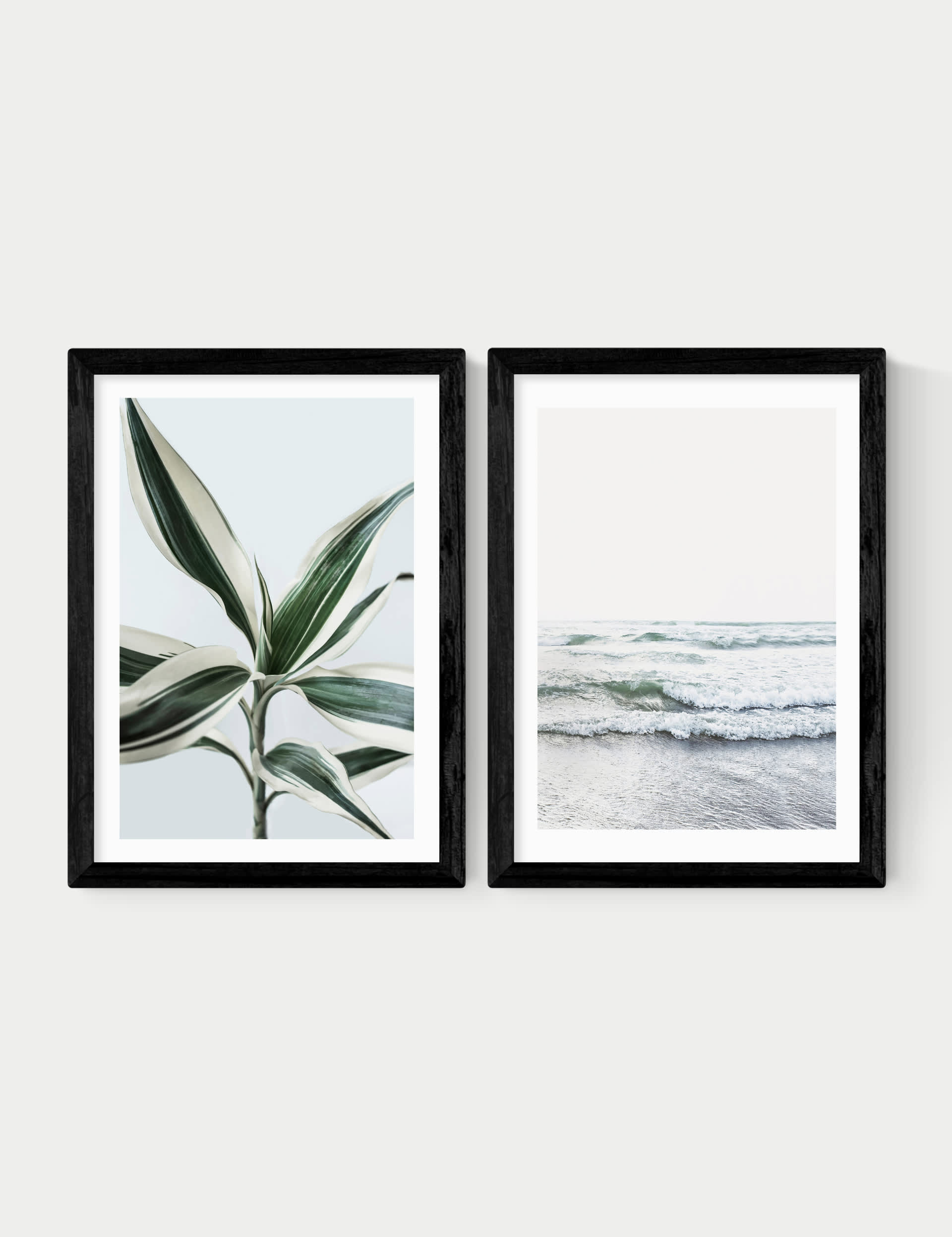 East End Prints Botanical Beach Twin Set Framed Art - A2 - Black, Black,Natural,White