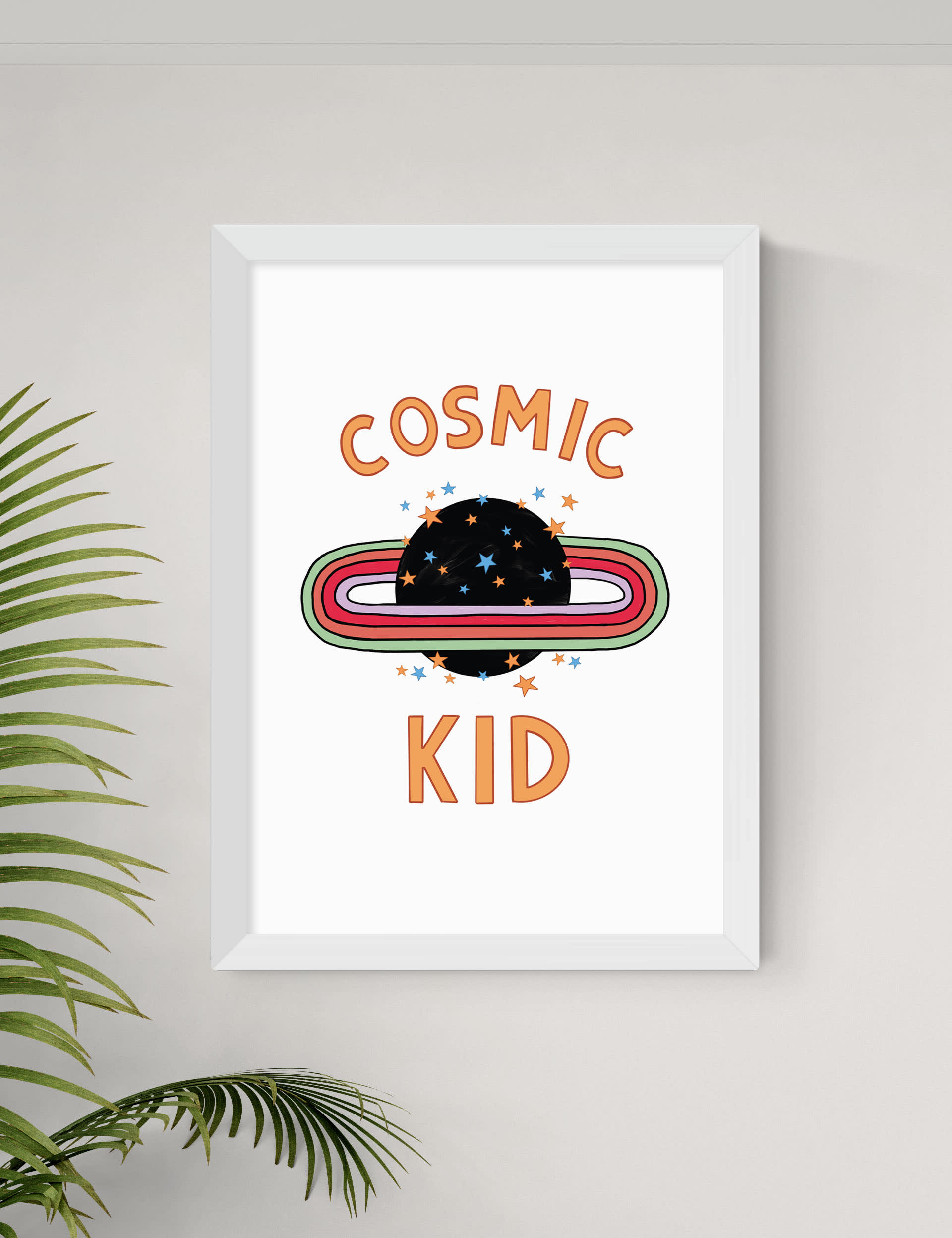 East End Prints Cosmic Kids Framed Art - A2 - White, White,Natural,Black