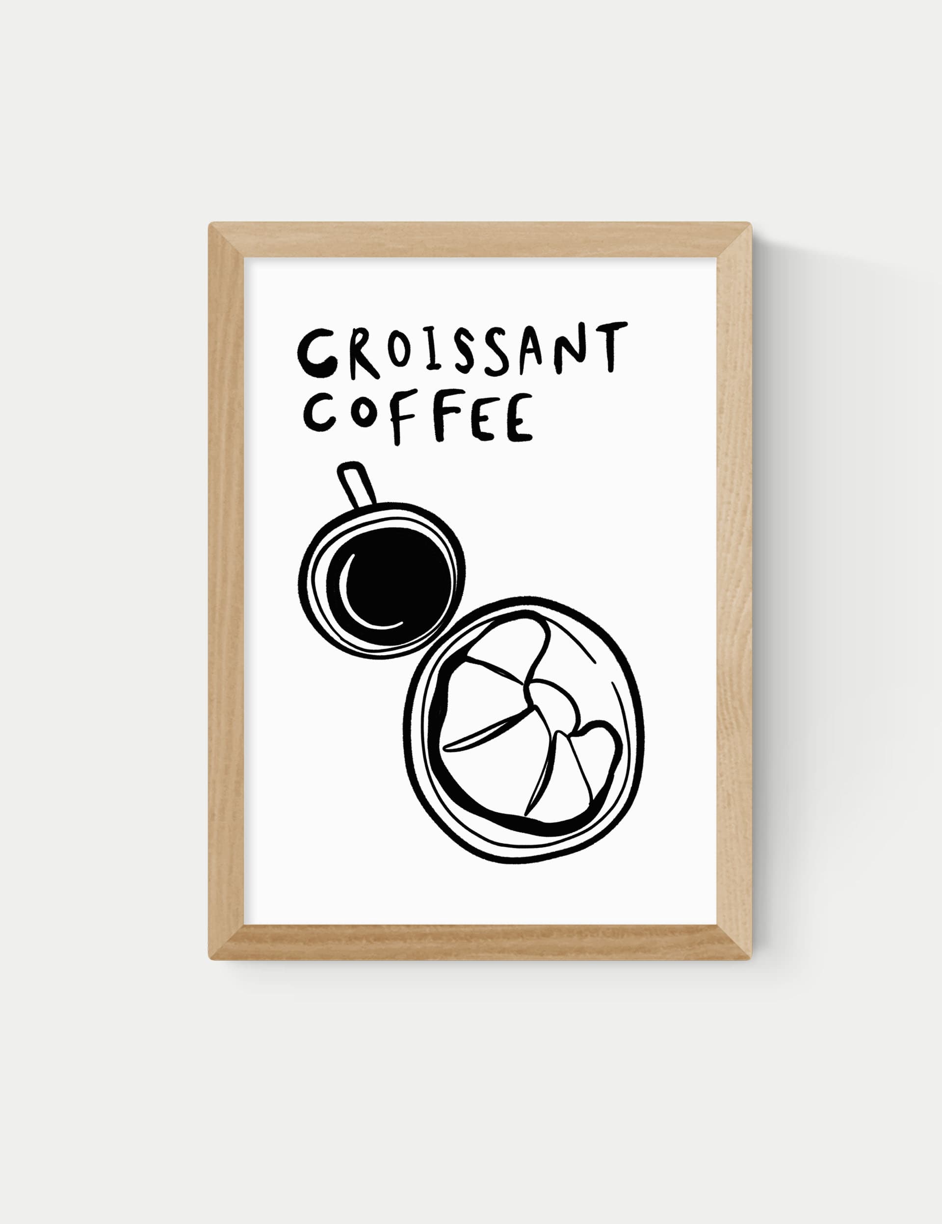 East End Prints Croissant Coffee Framed Art - A1 - Natural, Natural,Black,White