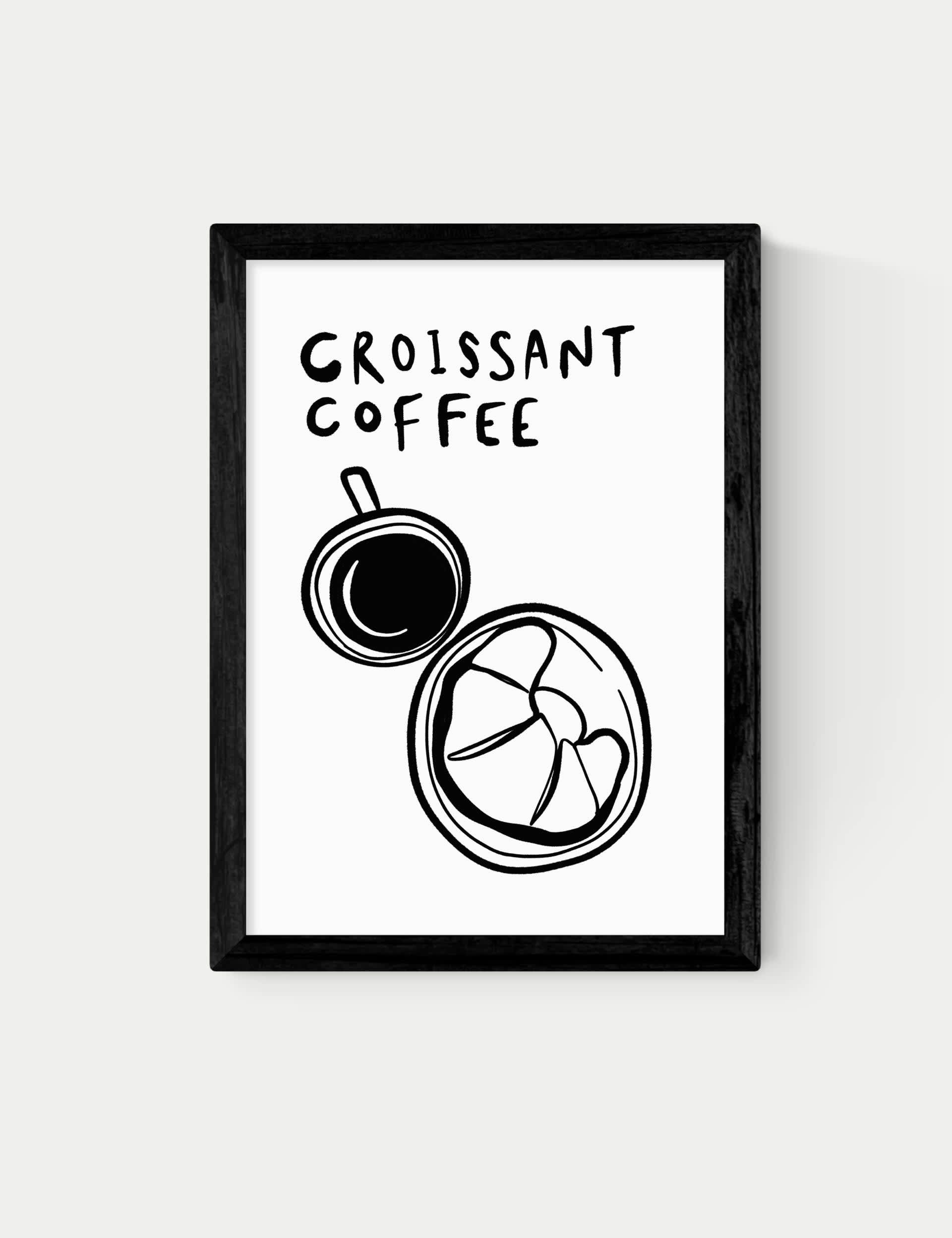 East End Prints Croissant Coffee Framed Art - A1 - Black, Black,White,Natural