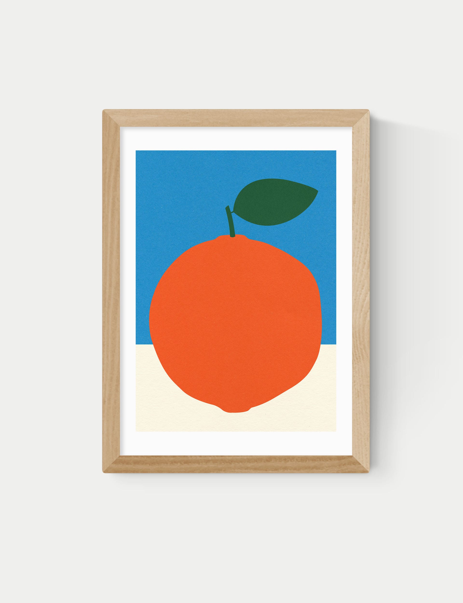 East End Prints Orange (Blue & Orange) Framed Art Print - A3 - Natural, White,Natural,Black