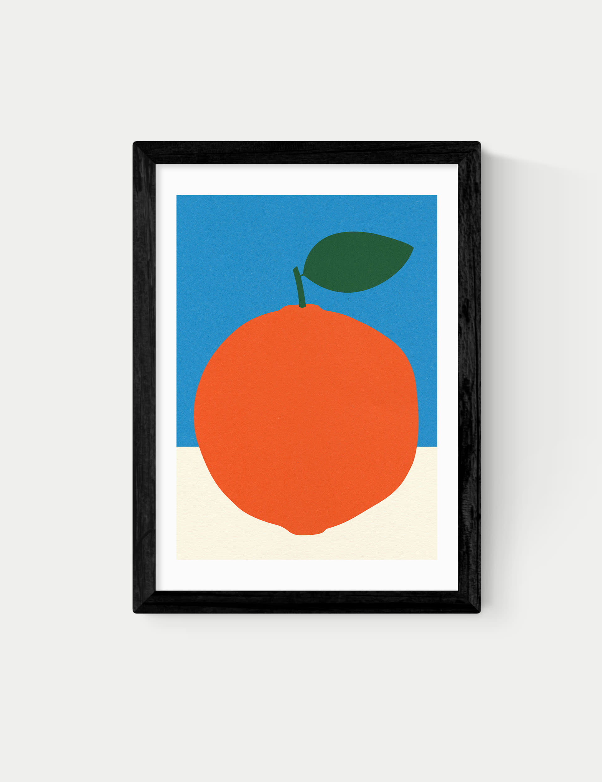 East End Prints Orange (Blue & Orange) Framed Art Print - A1 - Black, Black,White,Natural