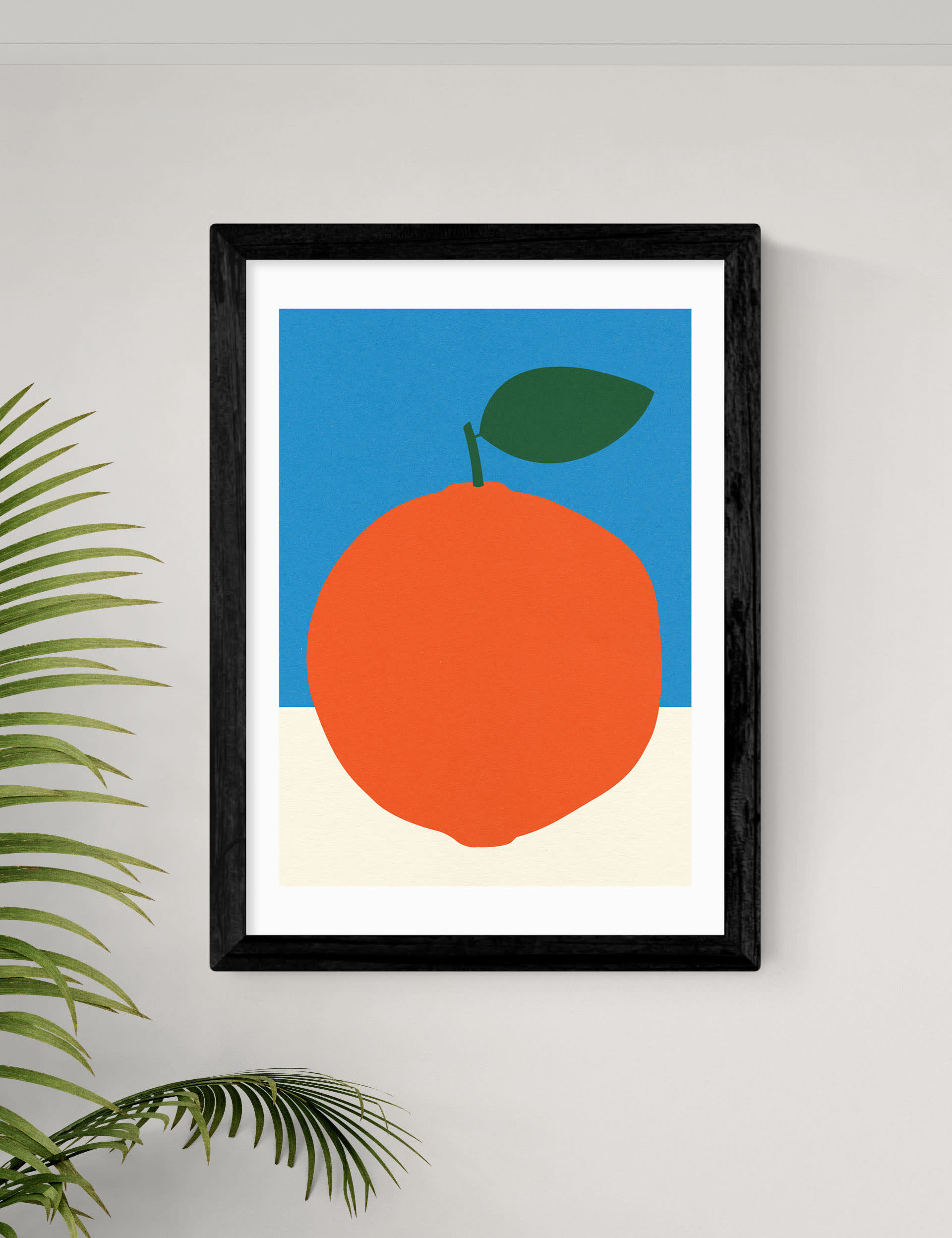 East End Prints Orange (Blue & Orange) Framed Art - A1 - Black, Black,White,Natural