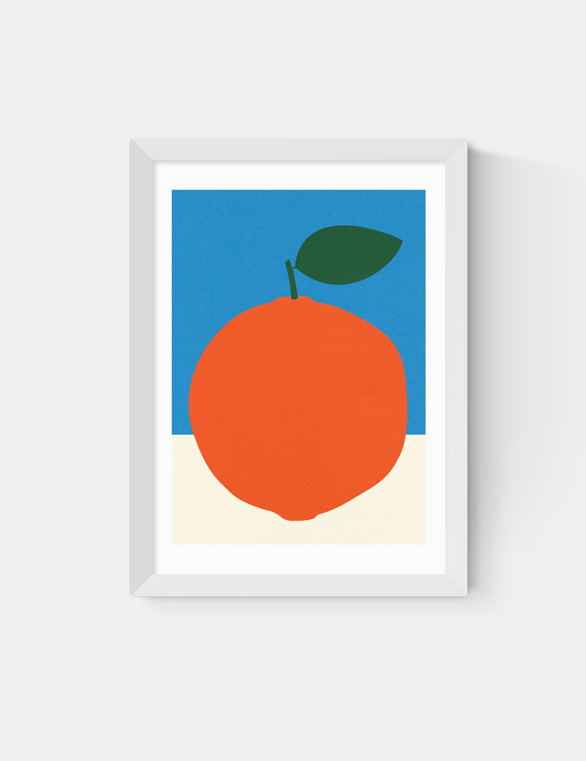 East End Prints Orange (Blue & Orange) Framed Art Print - A3 - White, White,Natural,Black