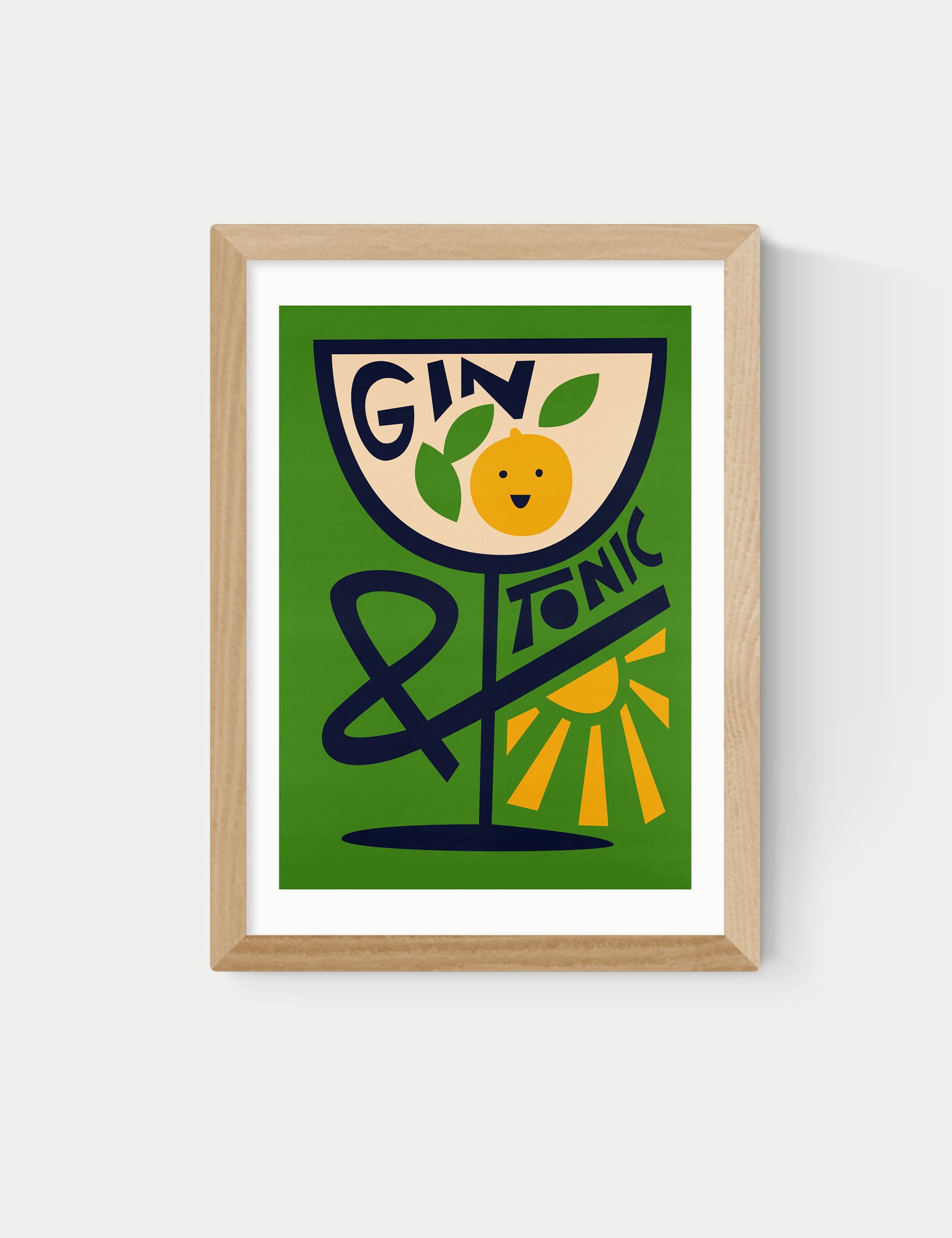 East End Prints Gin & Tonic Framed Art - A3 - Natural, Black,Natural,White