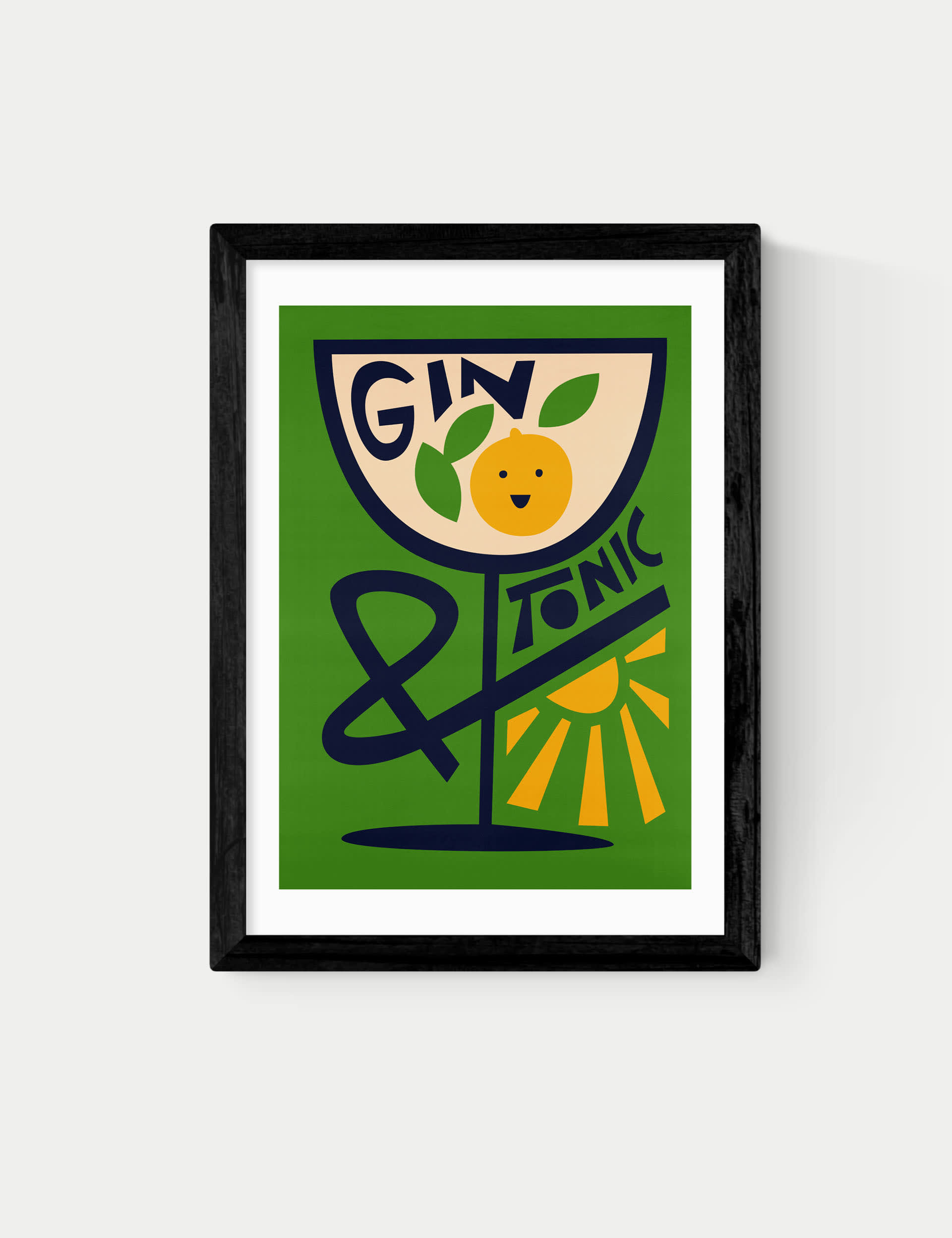 East End Prints Gin & Tonic Framed Art - A2 - Black, Black,White,Natural