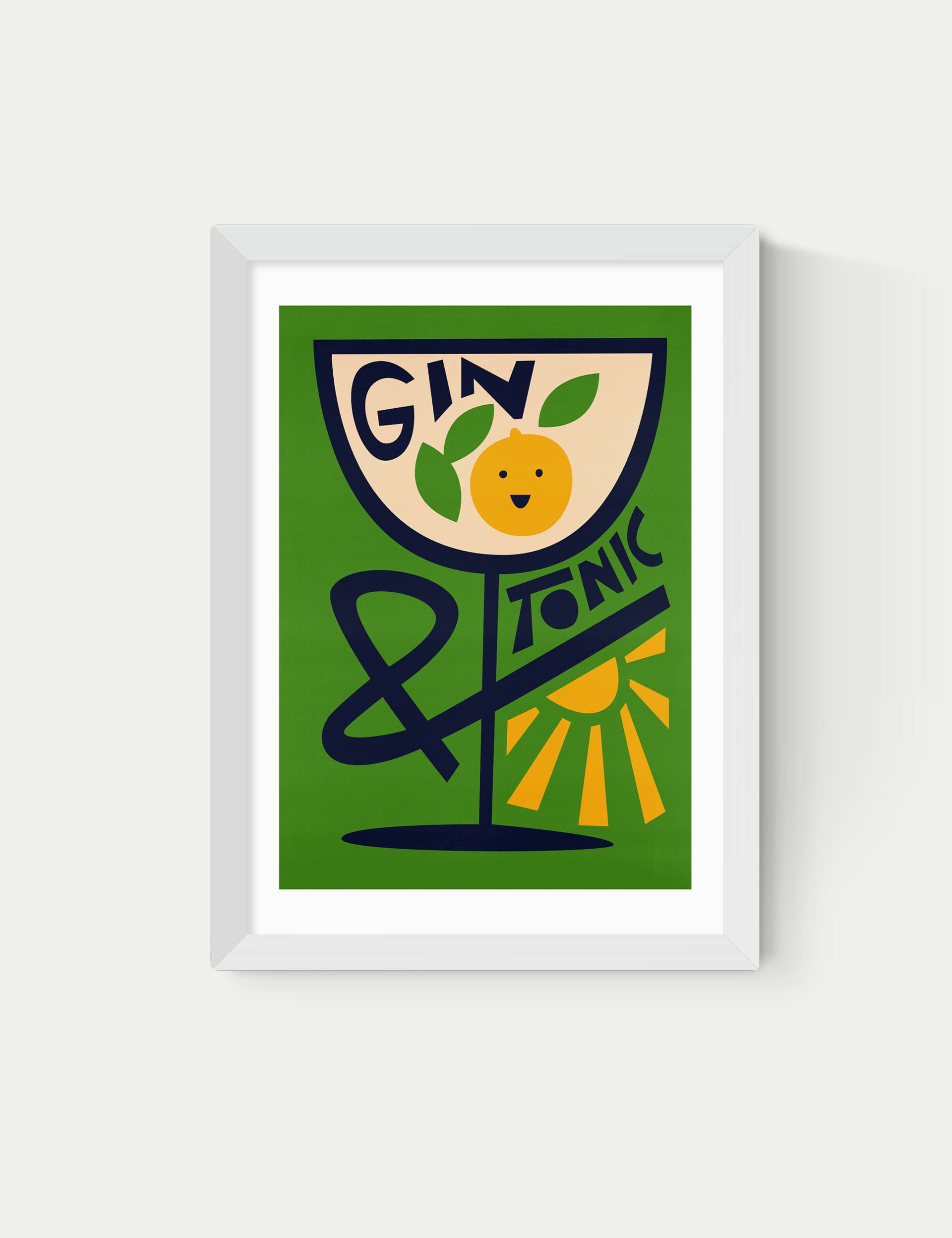 East End Prints Gin & Tonic Framed Art - A1 - White, White,Natural,Black