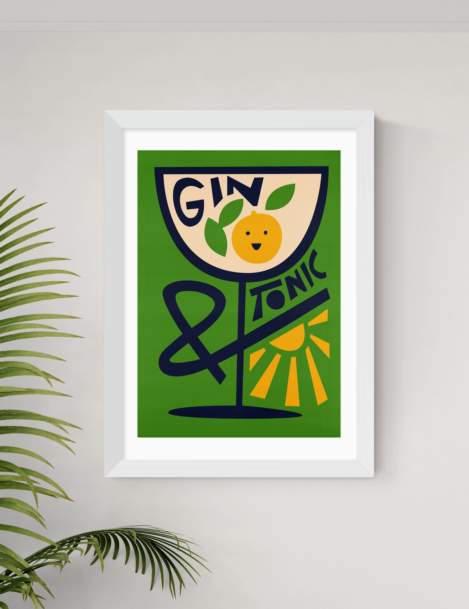 East End Prints Gin & Tonic Framed Art - A1 - White, White,Natural,Black