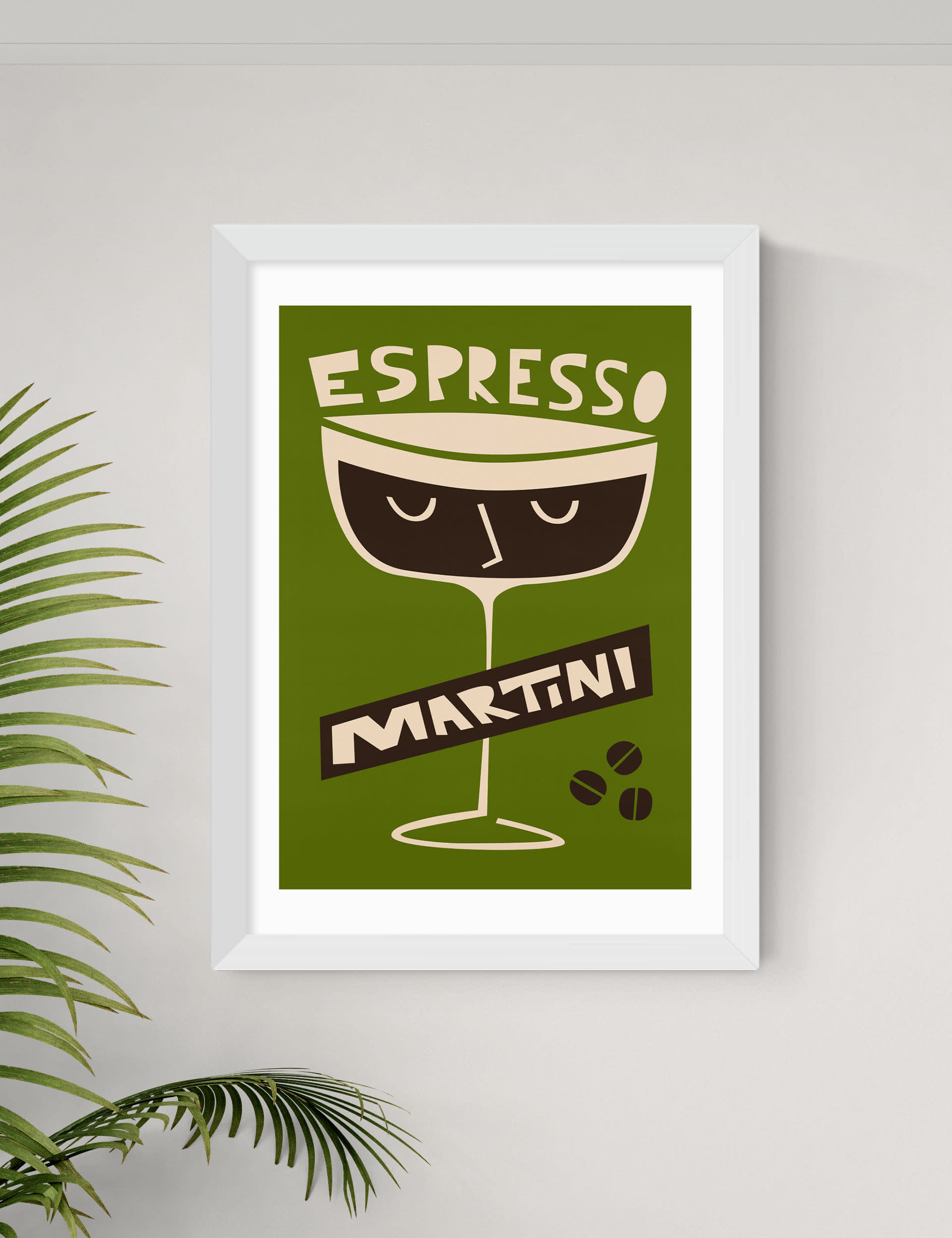 East End Prints Espresso Martini Framed Art - A2 - White, White,Black,Natural