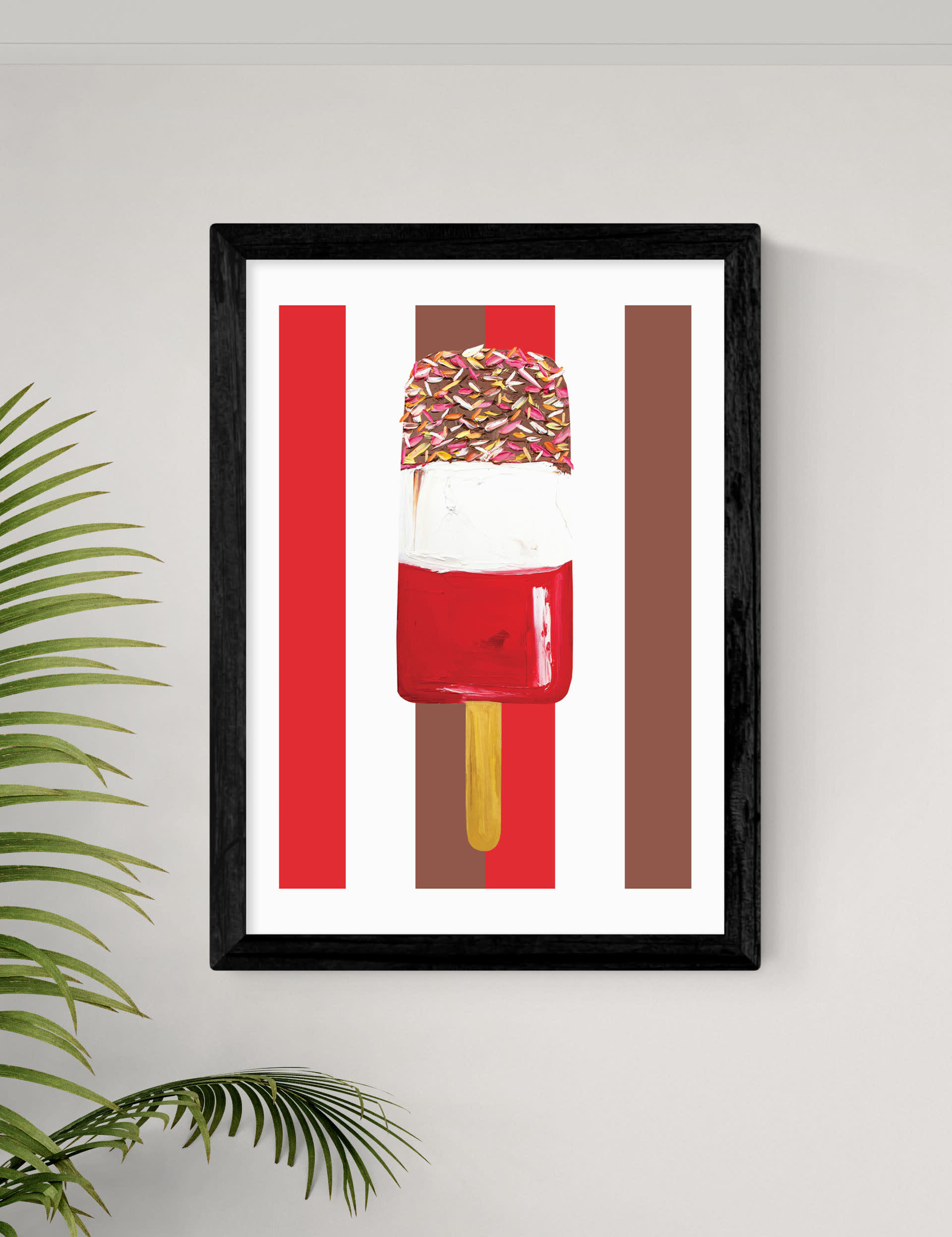 East End Prints Fab Stripes Framed Art - A3 - Black, Black,Natural,White