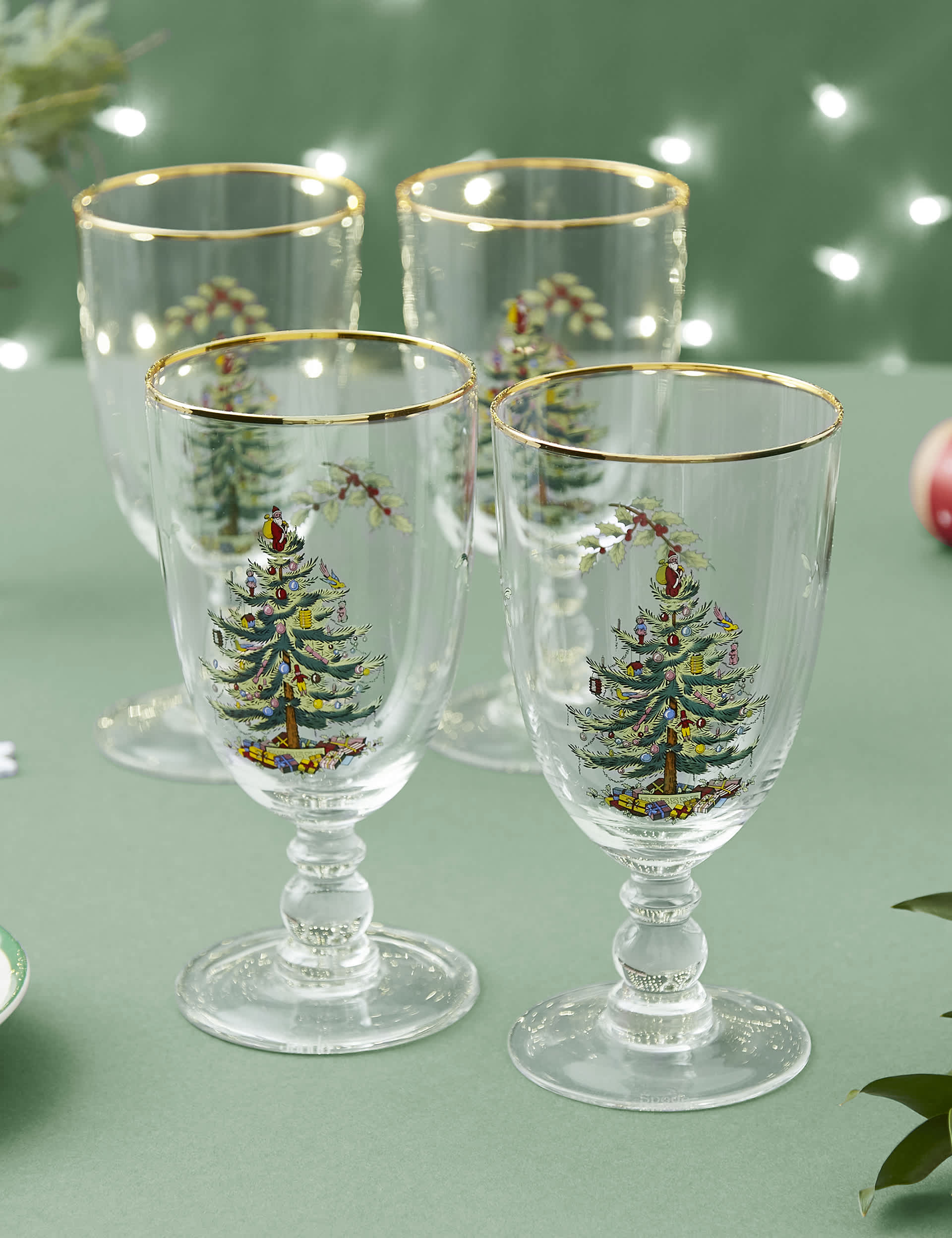 Spode Set of 4 Christmas Tree Wine Tumblers - Multi, Multi