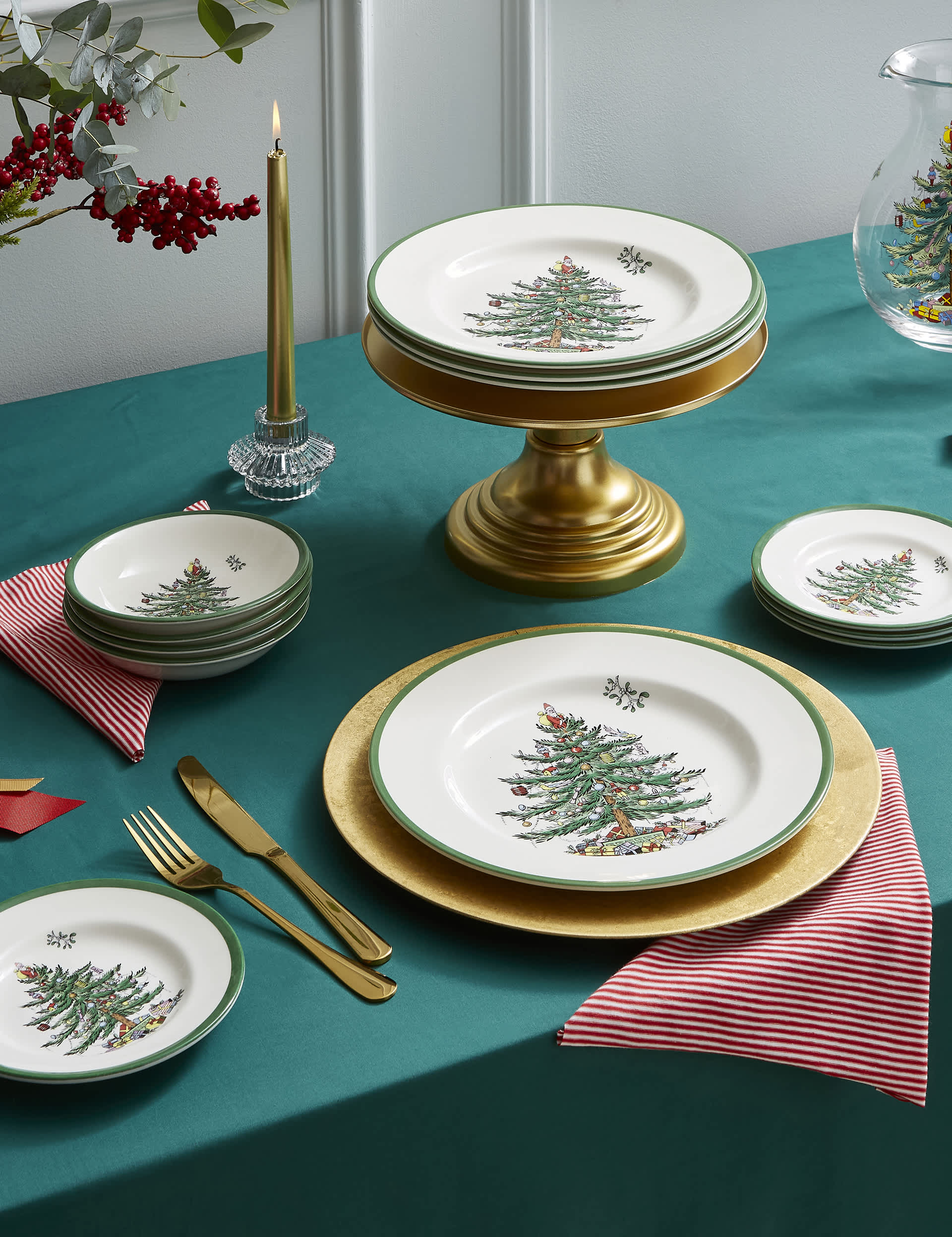 Spode 12 Piece Christmas Tree Dinner Set - Multi, Multi