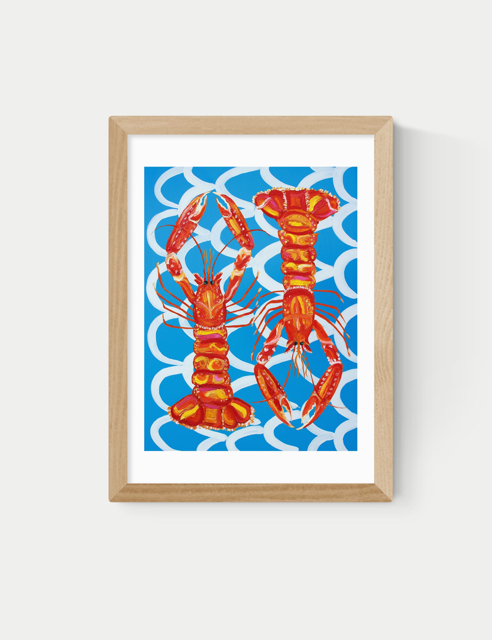 East End Prints Langoustines Framed Art - A2 - Natural, Natural,Black,White