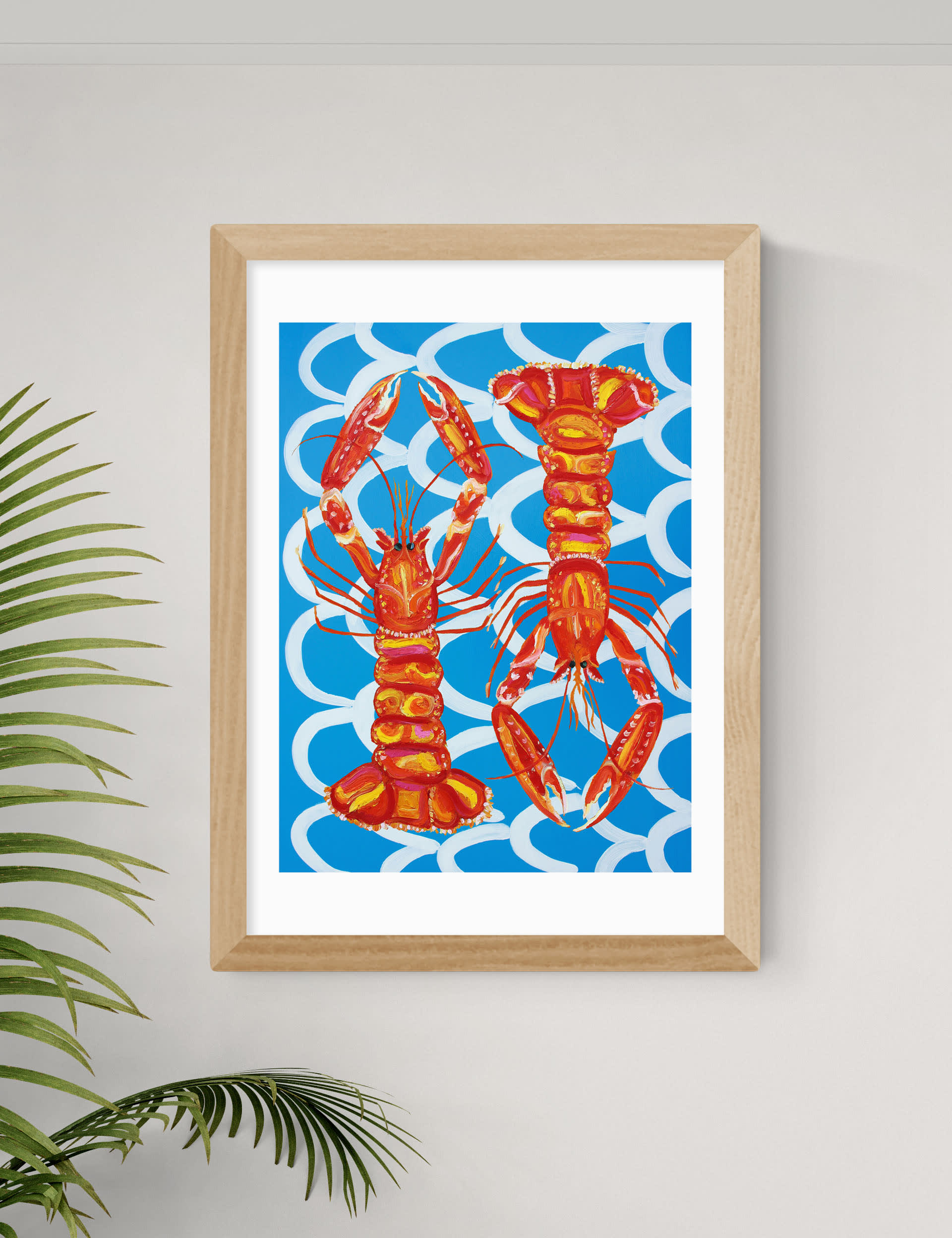 East End Prints Langoustines Framed Art - A2 - Natural, Natural,Black,White