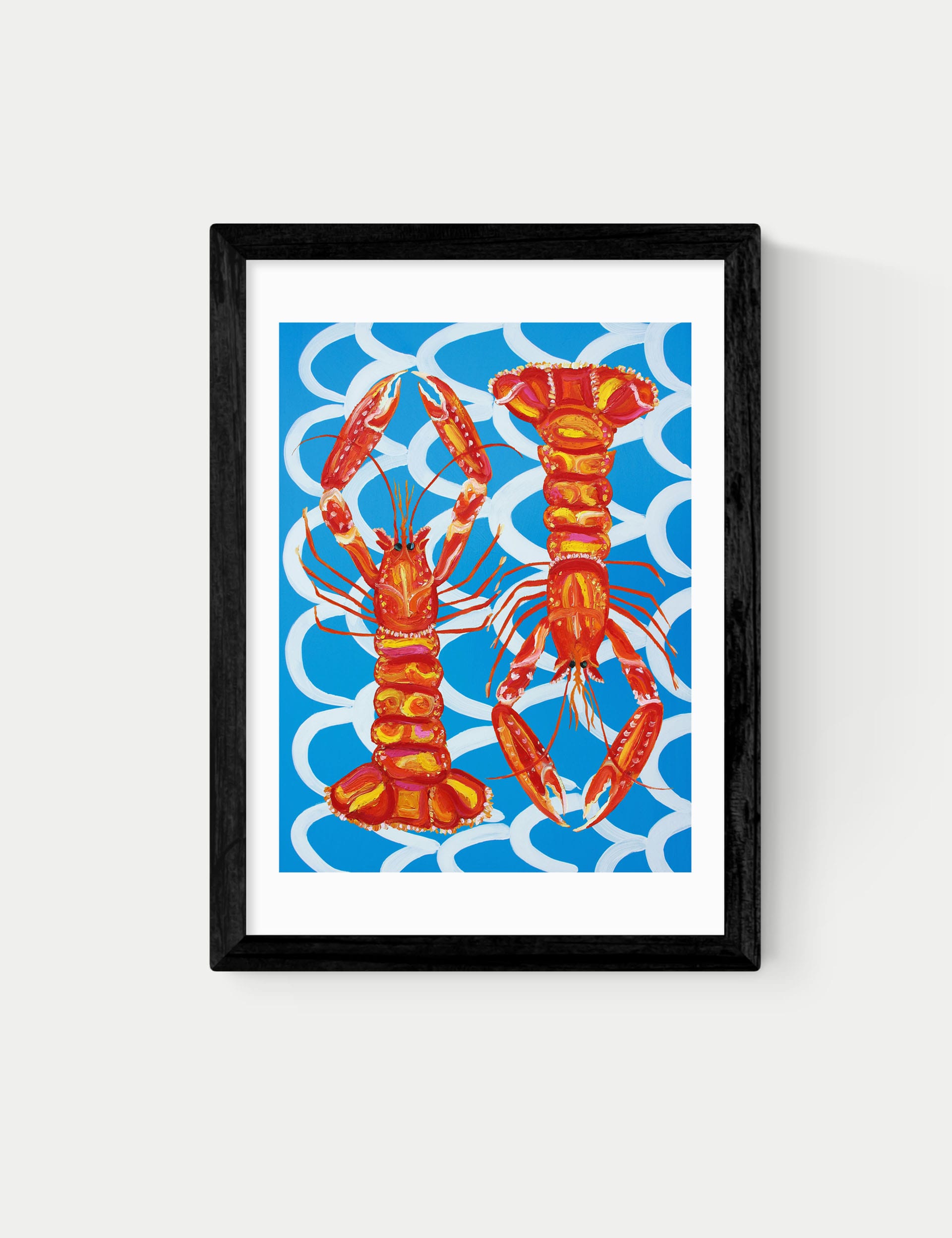 East End Prints Langoustines Framed Art - A1 - Black, Black,Natural,White