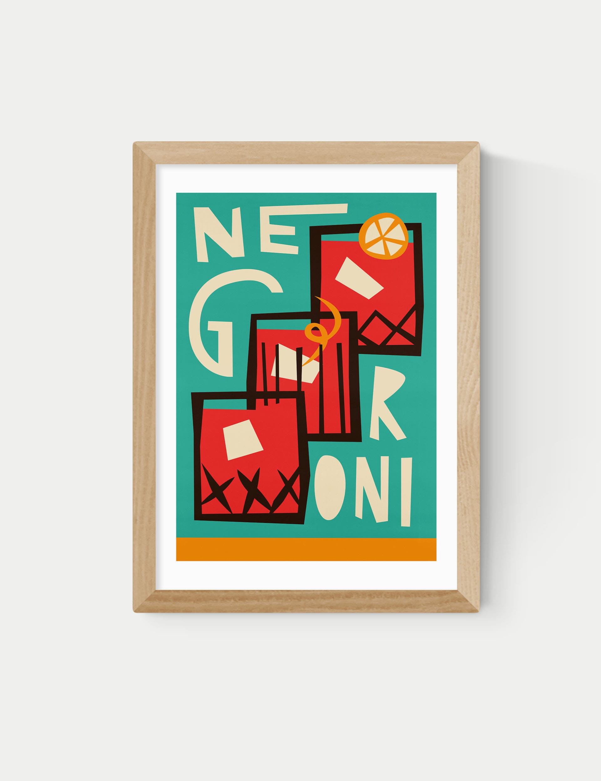 East End Prints Negroni Framed Art - A2 - Natural, Natural,Black,White