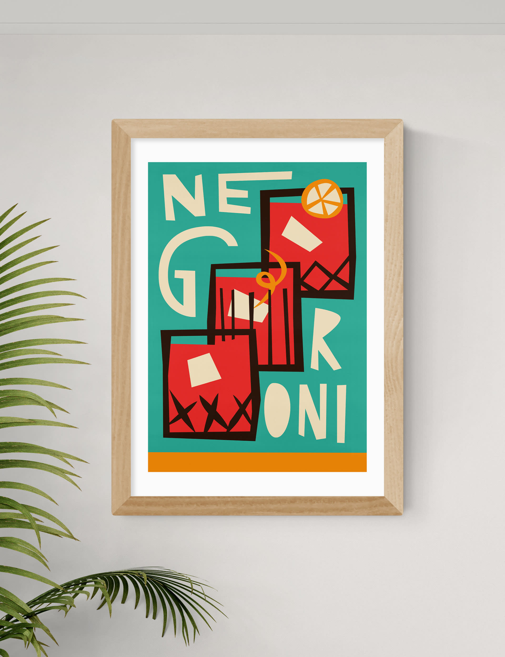 East End Prints Negroni Framed Art - A2 - Natural, Natural,Black,White