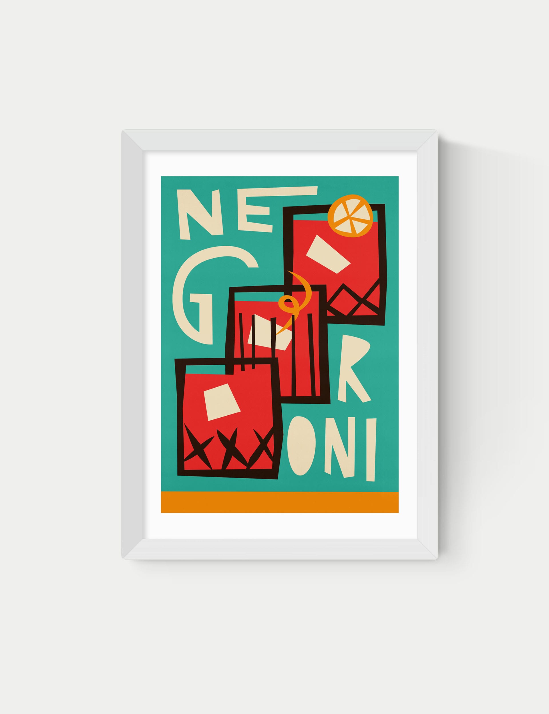 East End Prints Negroni Framed Art - A1 - White, White,Black,Natural