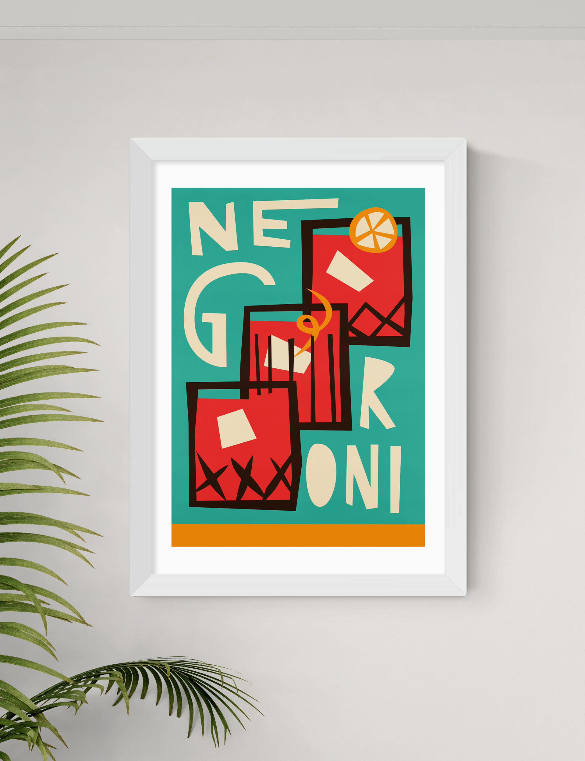 East End Prints Negroni Framed Art - A3 - White, White,Natural,Black